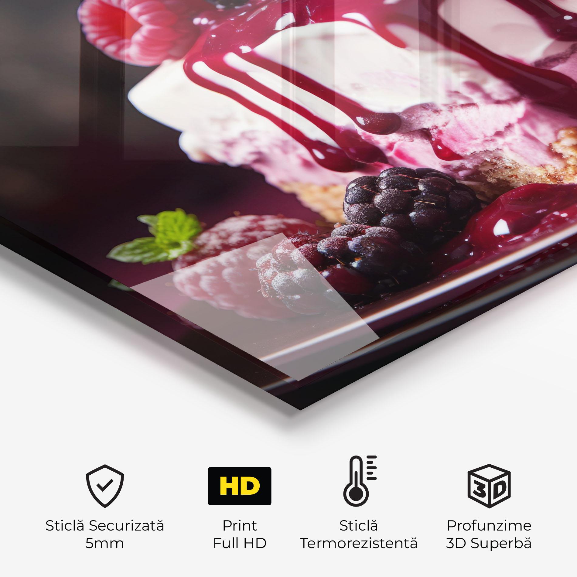 Panou Sticla Bucatarie Berries Cream mockup 2