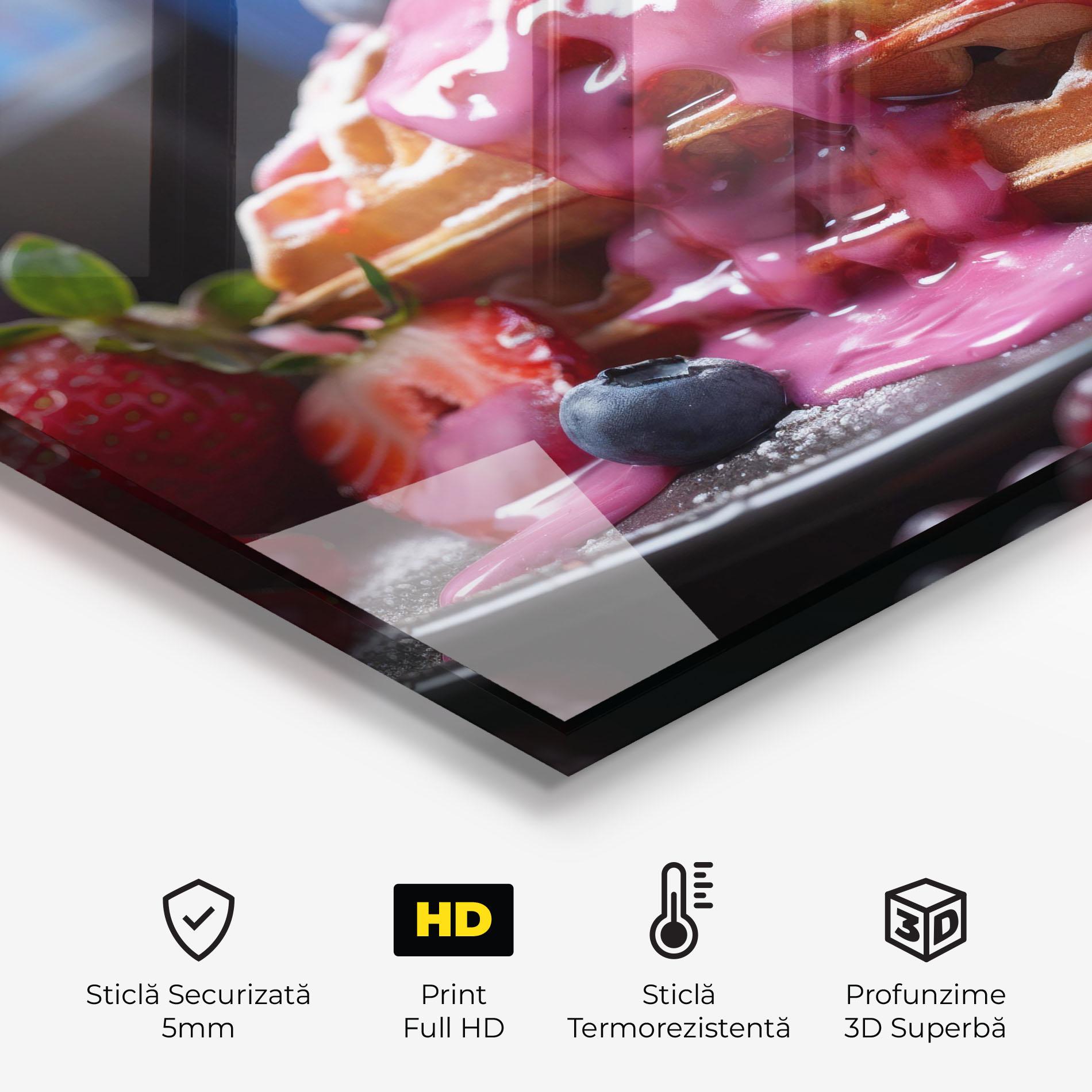 Panou Sticla Bucatarie Berries Waffles mockup 2
