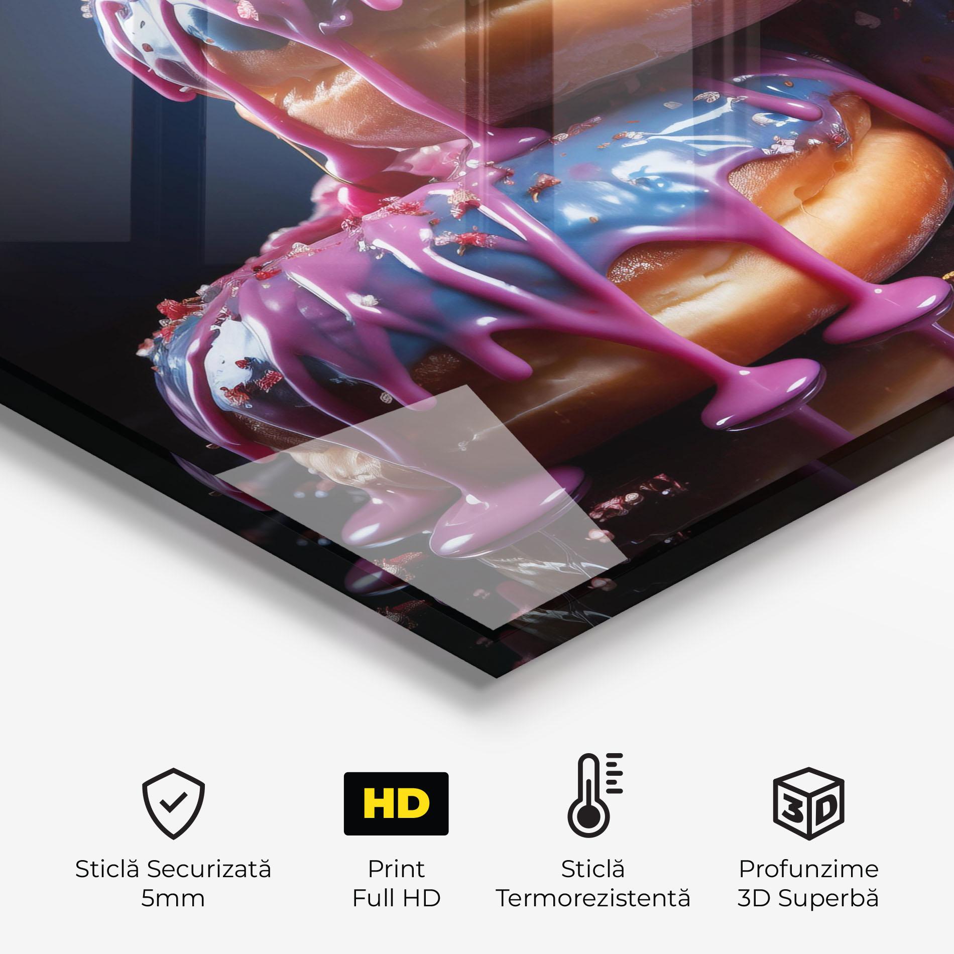 Panou Sticla Bucatarie Blue Pink Donuts mockup 2