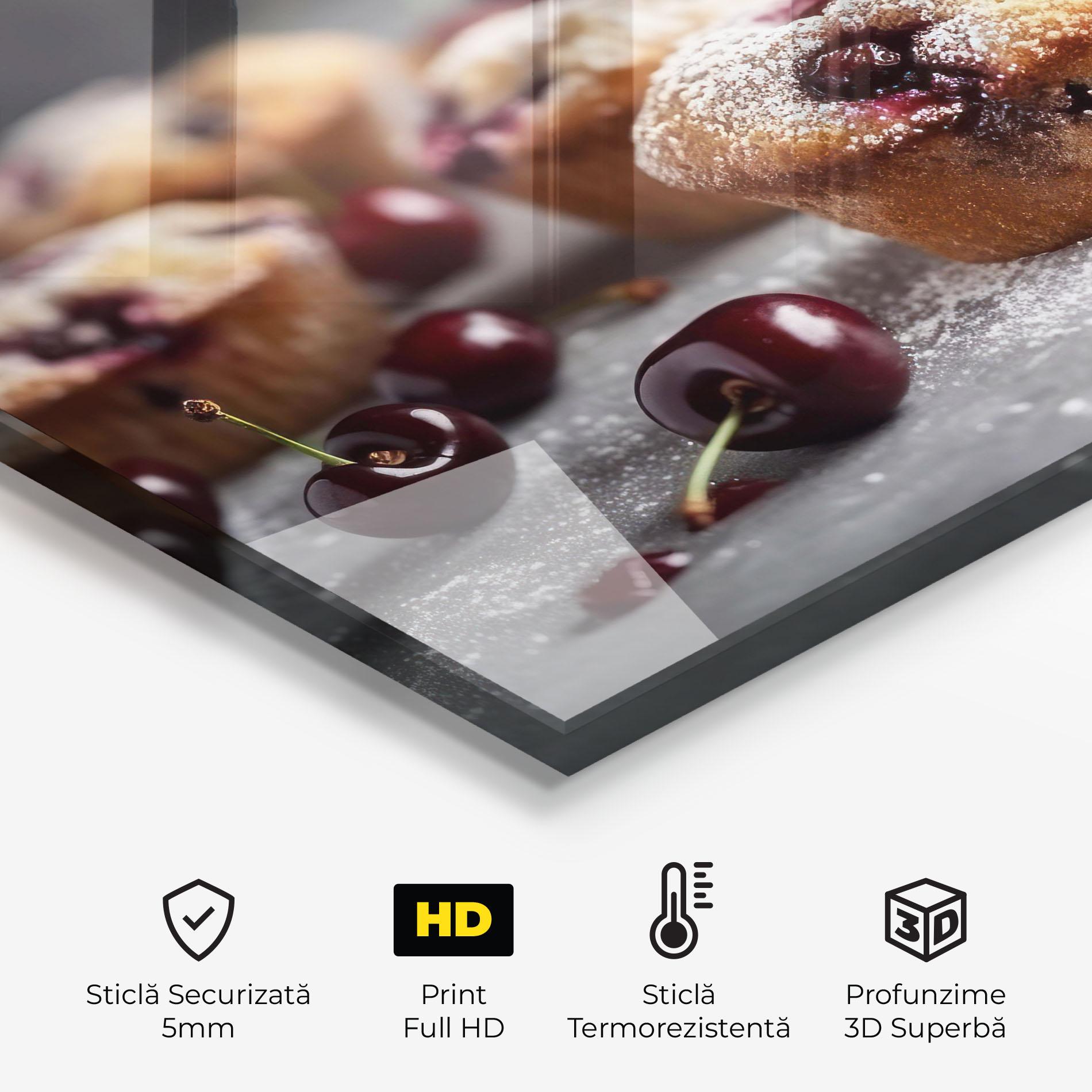 Panou Sticla Bucatarie Cherries Muffins mockup 2