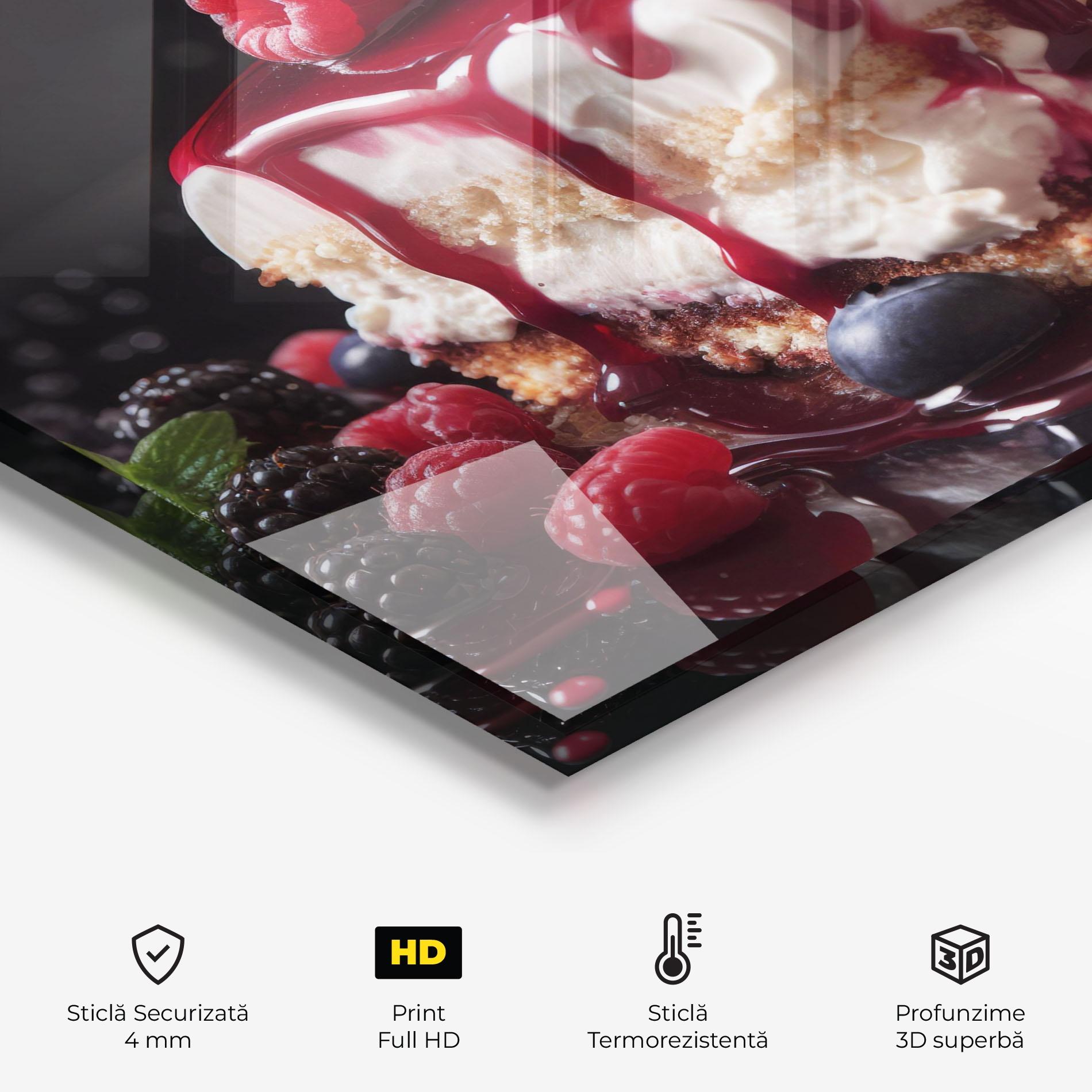 Panou Sticla Bucatarie Berries Cream Dessert mockup 2