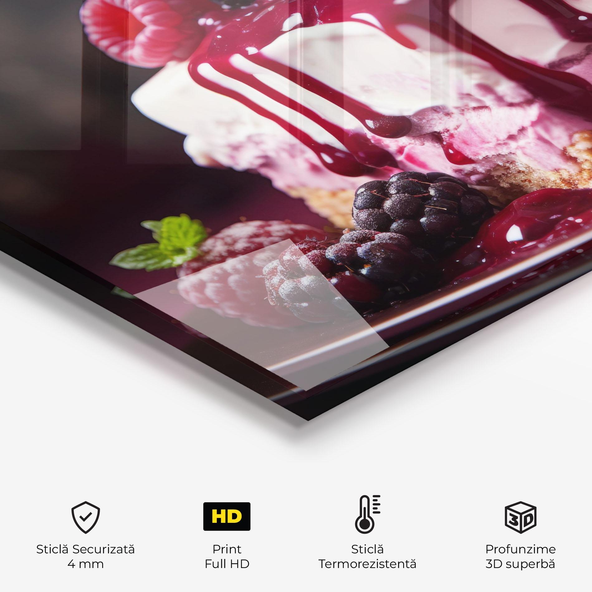 Panou Sticla Bucatarie Berries Cream mockup 2