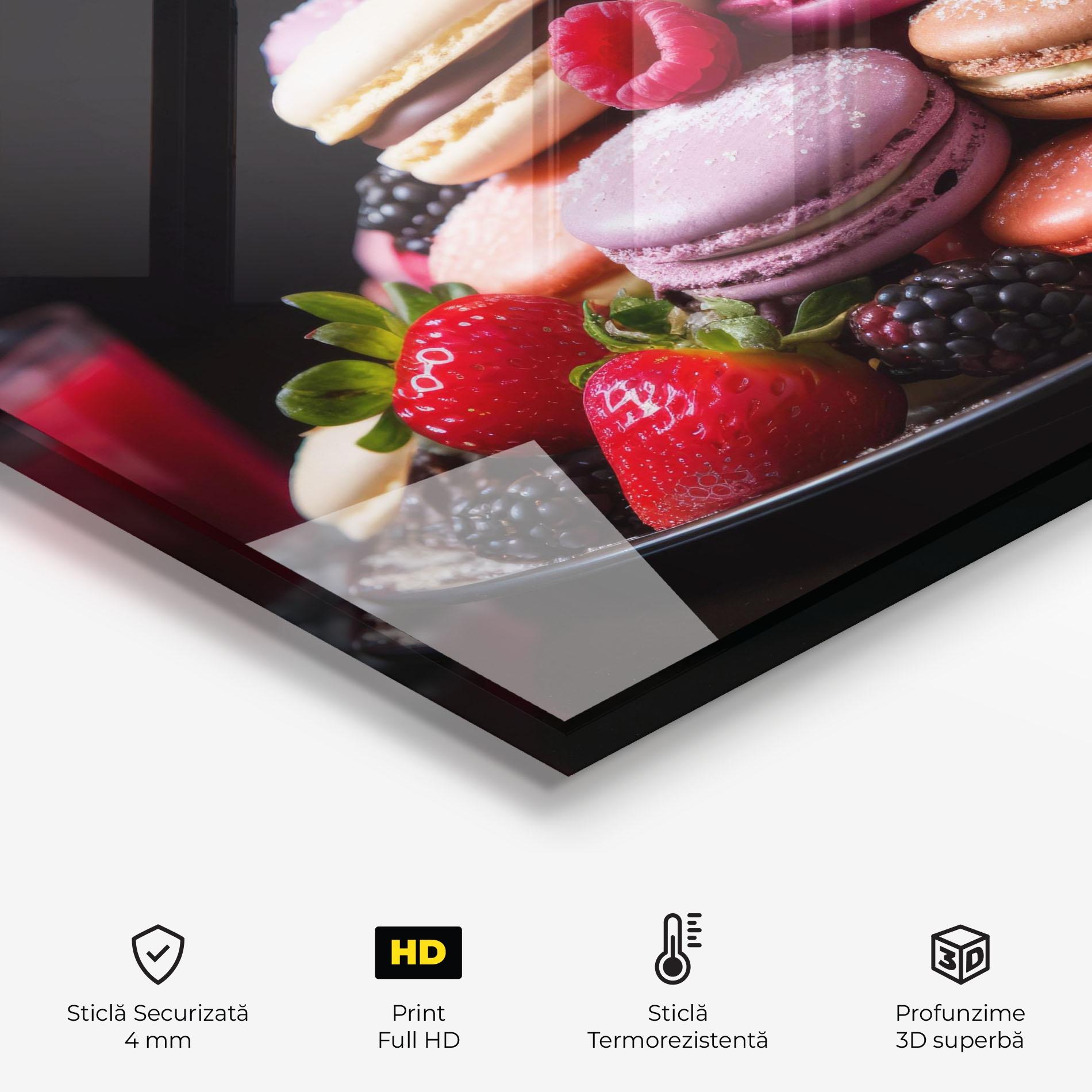 Panou Sticla Bucatarie Berries Macarons mockup 2
