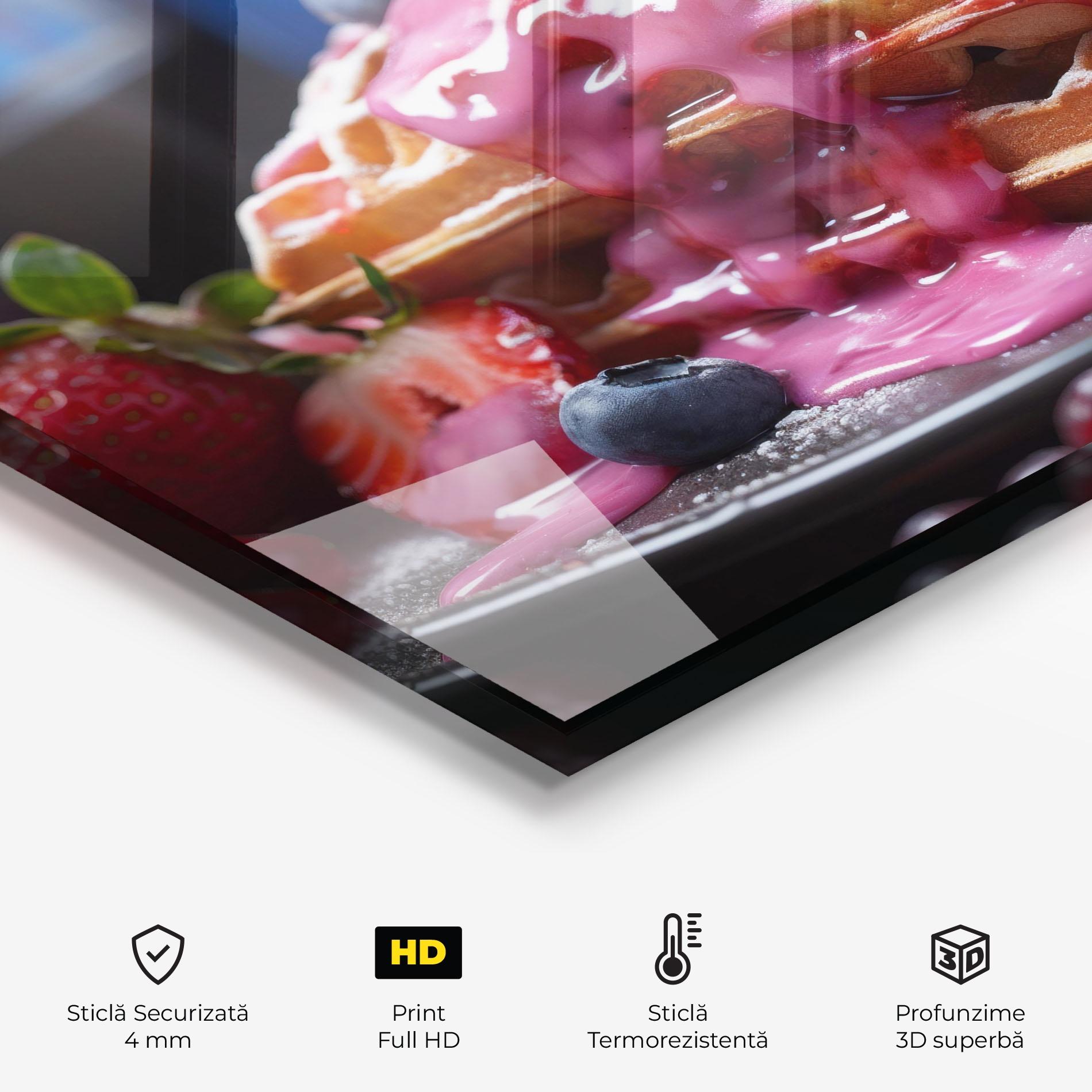 Panou Sticla Bucatarie Berries Waffles mockup 2
