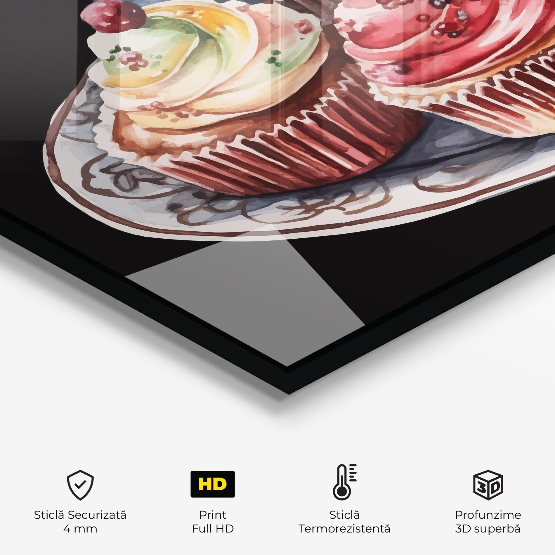 Panou Sticla Bucatarie Colorful Muffins mockup 2