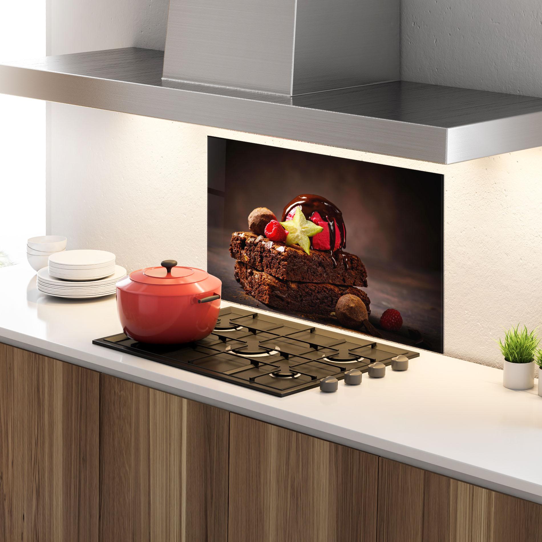 Panou Sticla Bucatarie Chocolate Brownie mockup 4