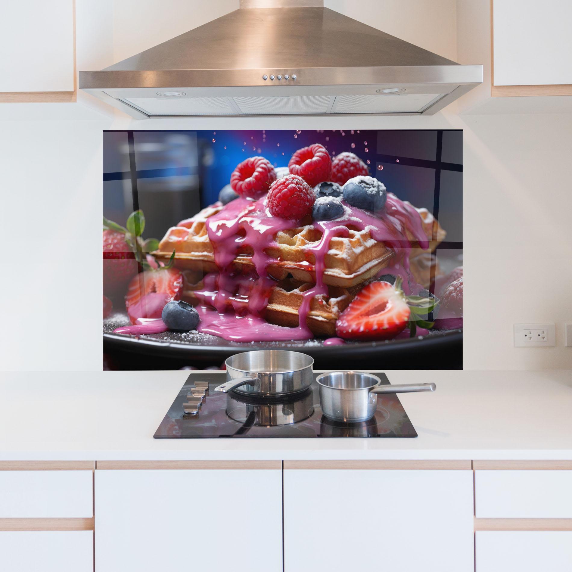 Panou Sticla Bucatarie Berries Waffles mockup 5