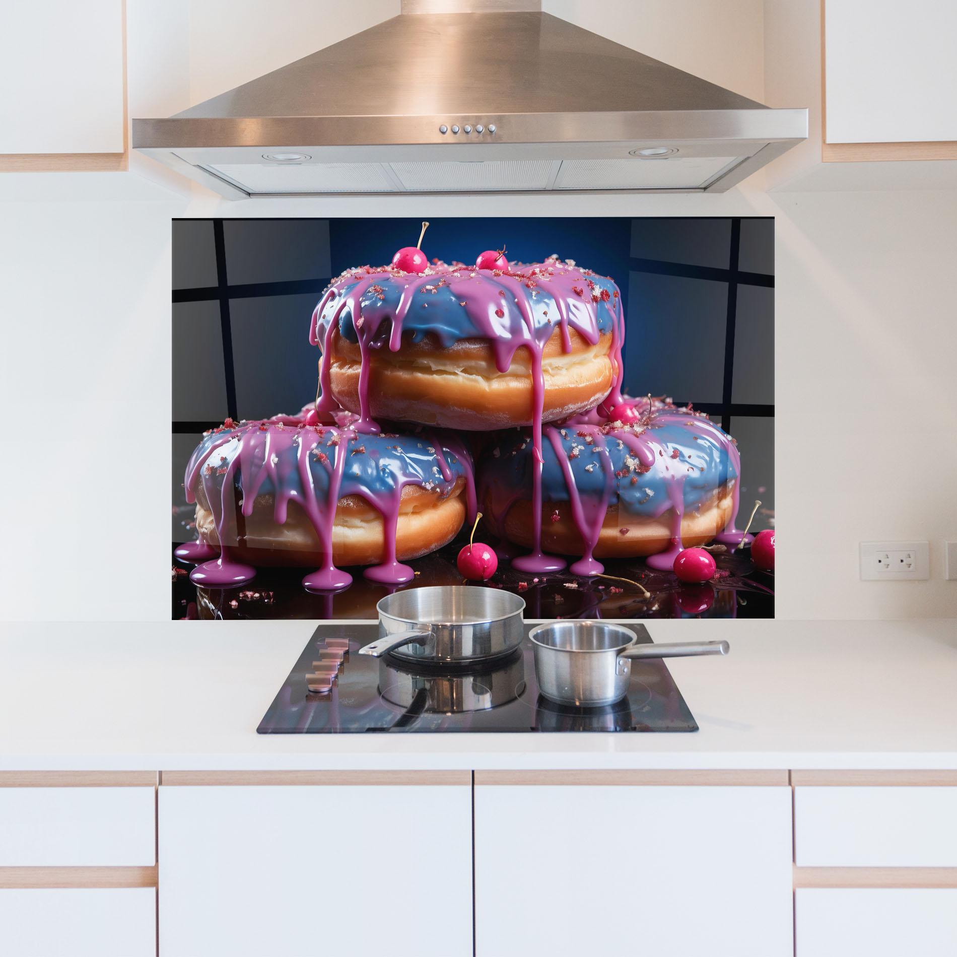 Panou Sticla Bucatarie Blue Pink Donuts mockup 5