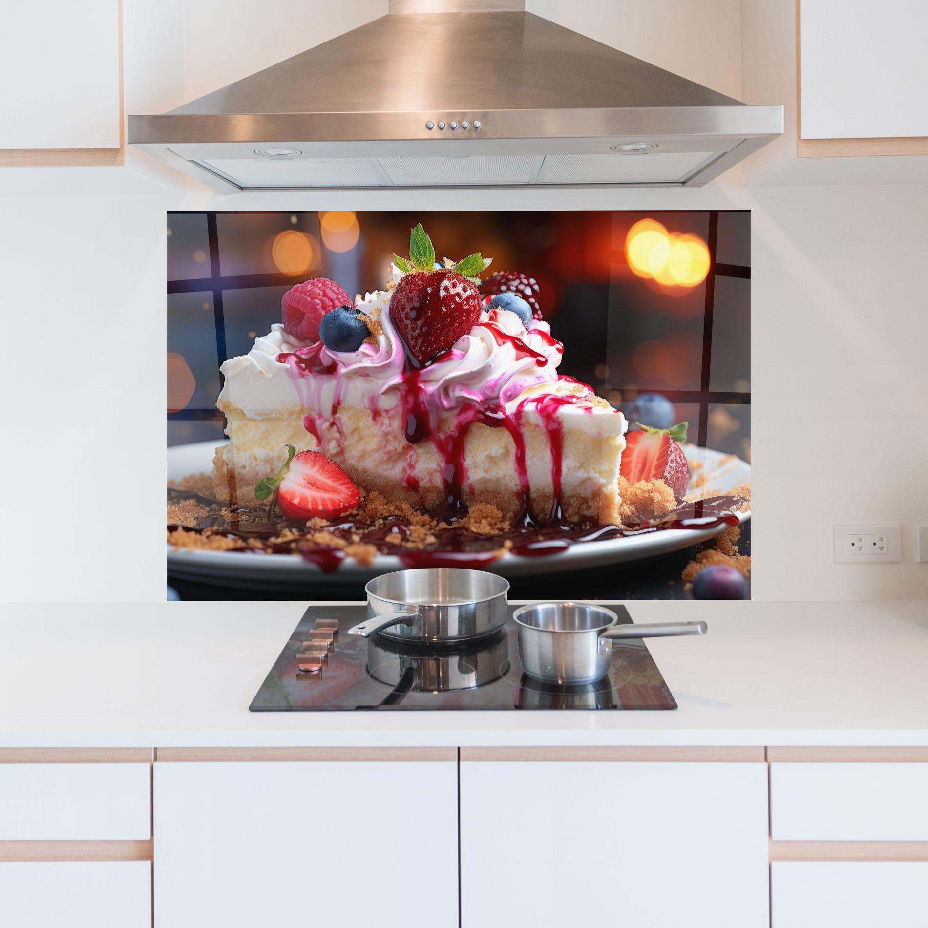 Panou Sticla Bucatarie Cheesecake Berries mockup 5