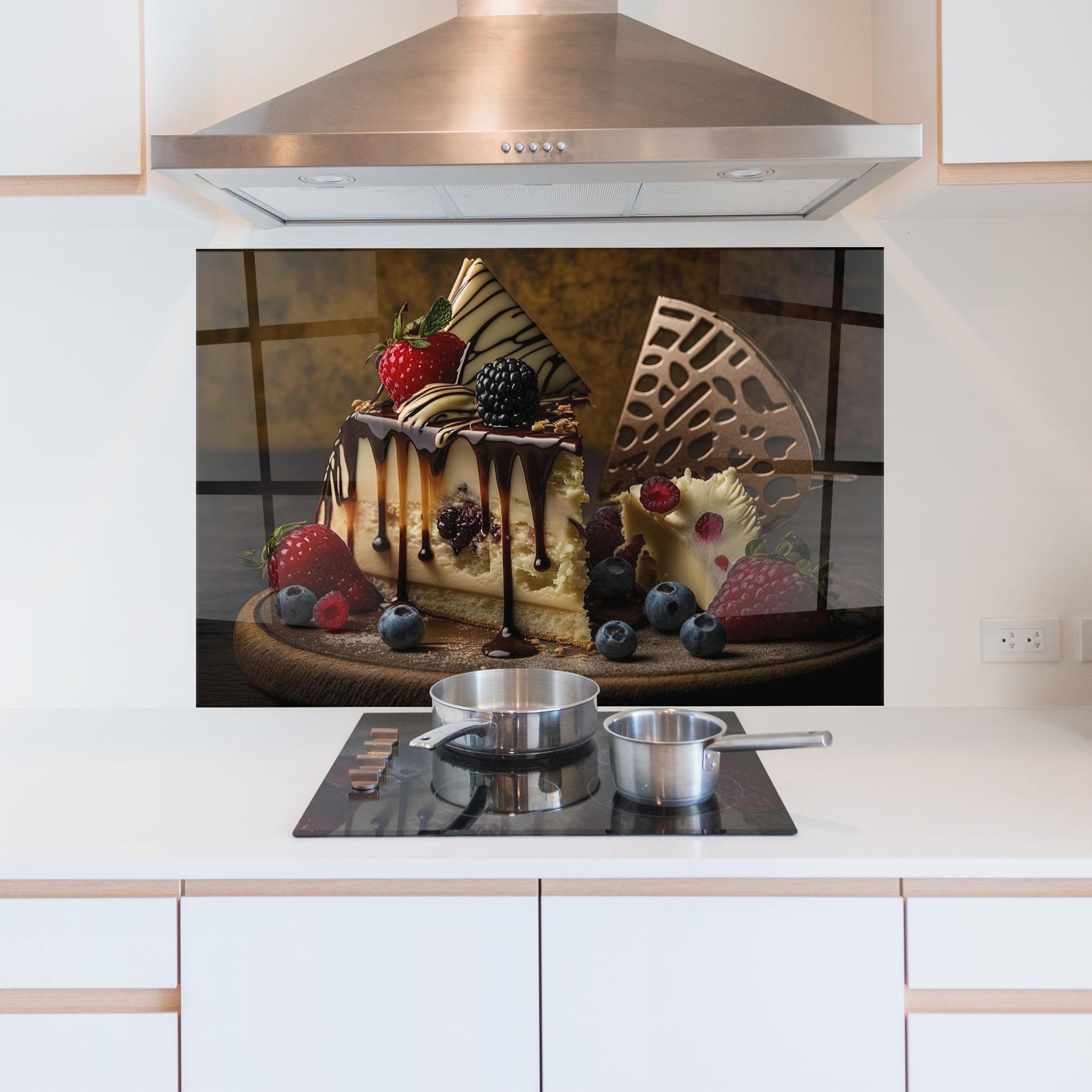 Panou Sticla Bucatarie Cheesecake Chocolate mockup 5