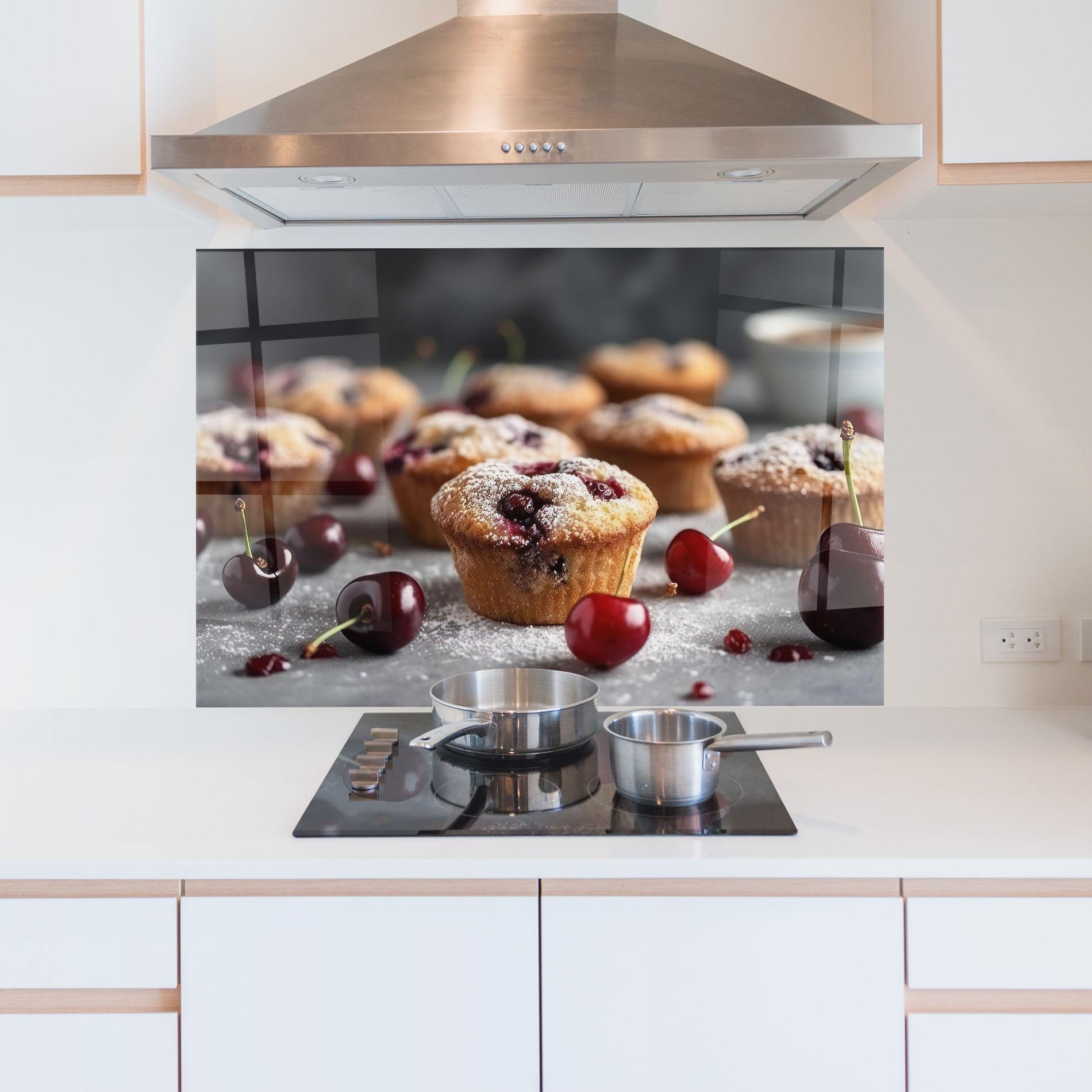 Panou Sticla Bucatarie Cherries Muffins mockup 5