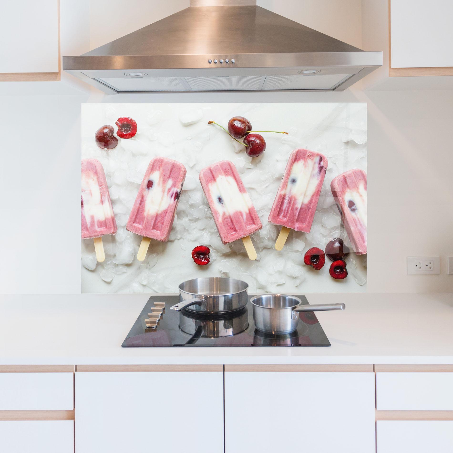 Panou Sticla Bucatarie Cherry Ice Cream mockup 5
