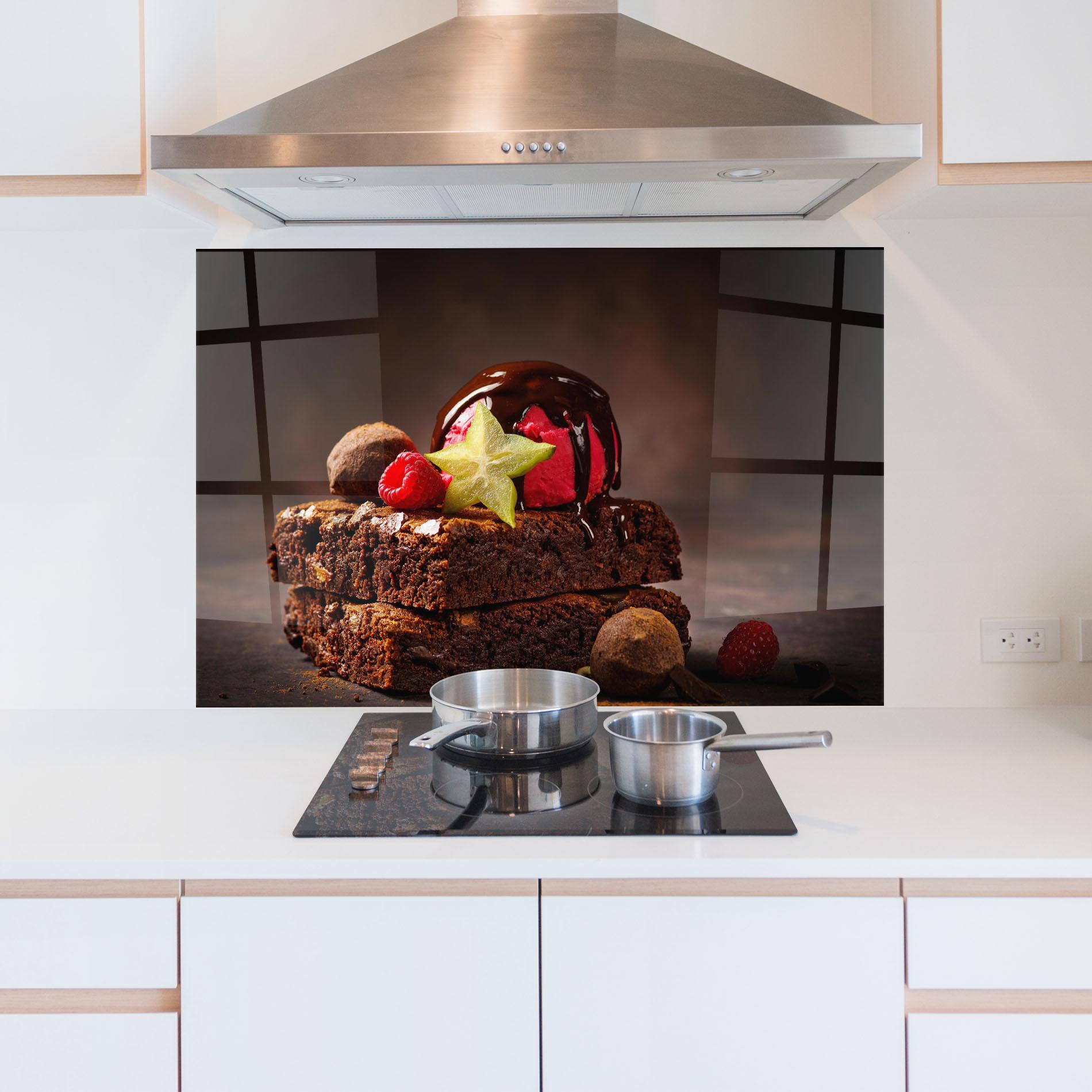 Panou Sticla Bucatarie Chocolate Brownie mockup 5