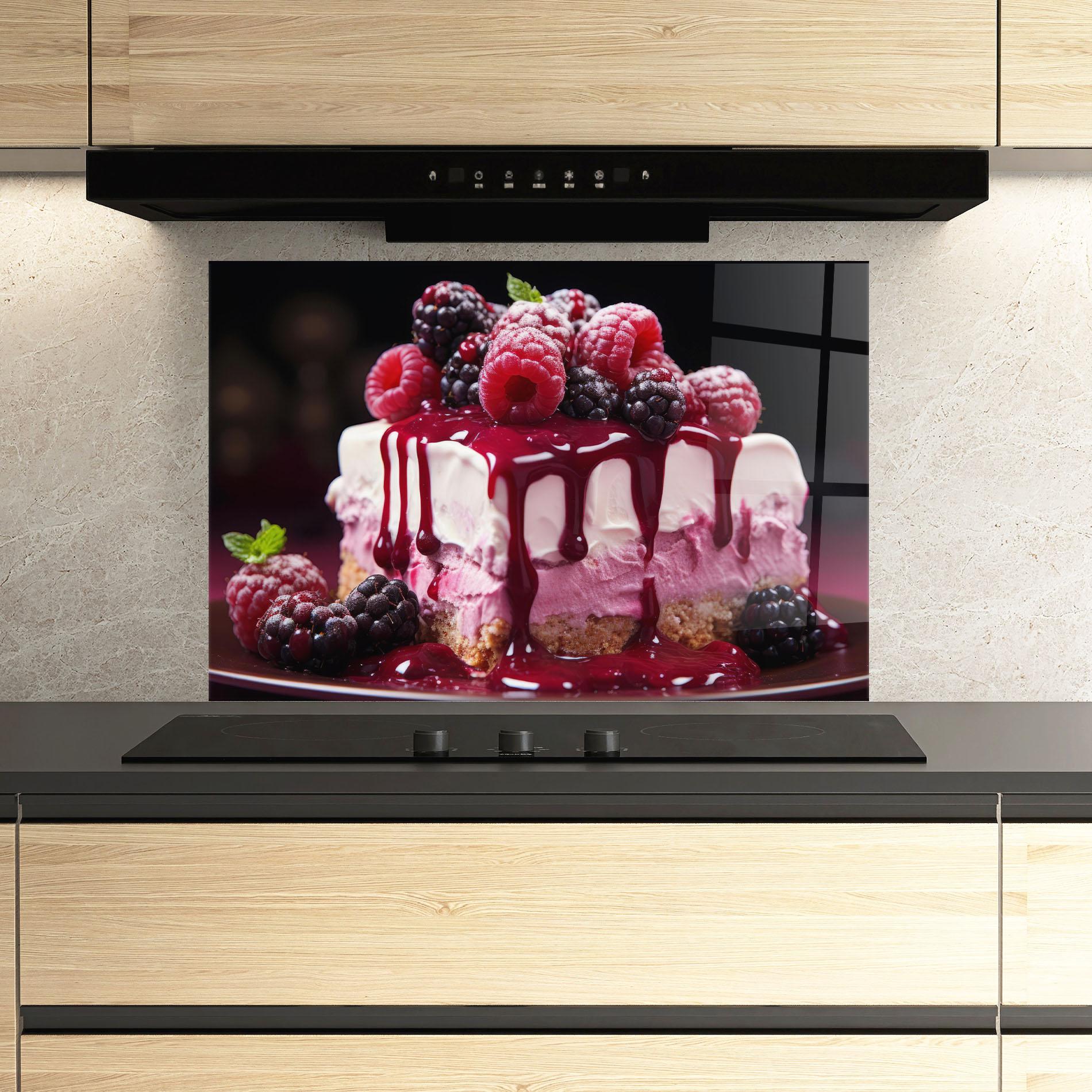 Panou Sticla Bucatarie Berries Cream mockup 3