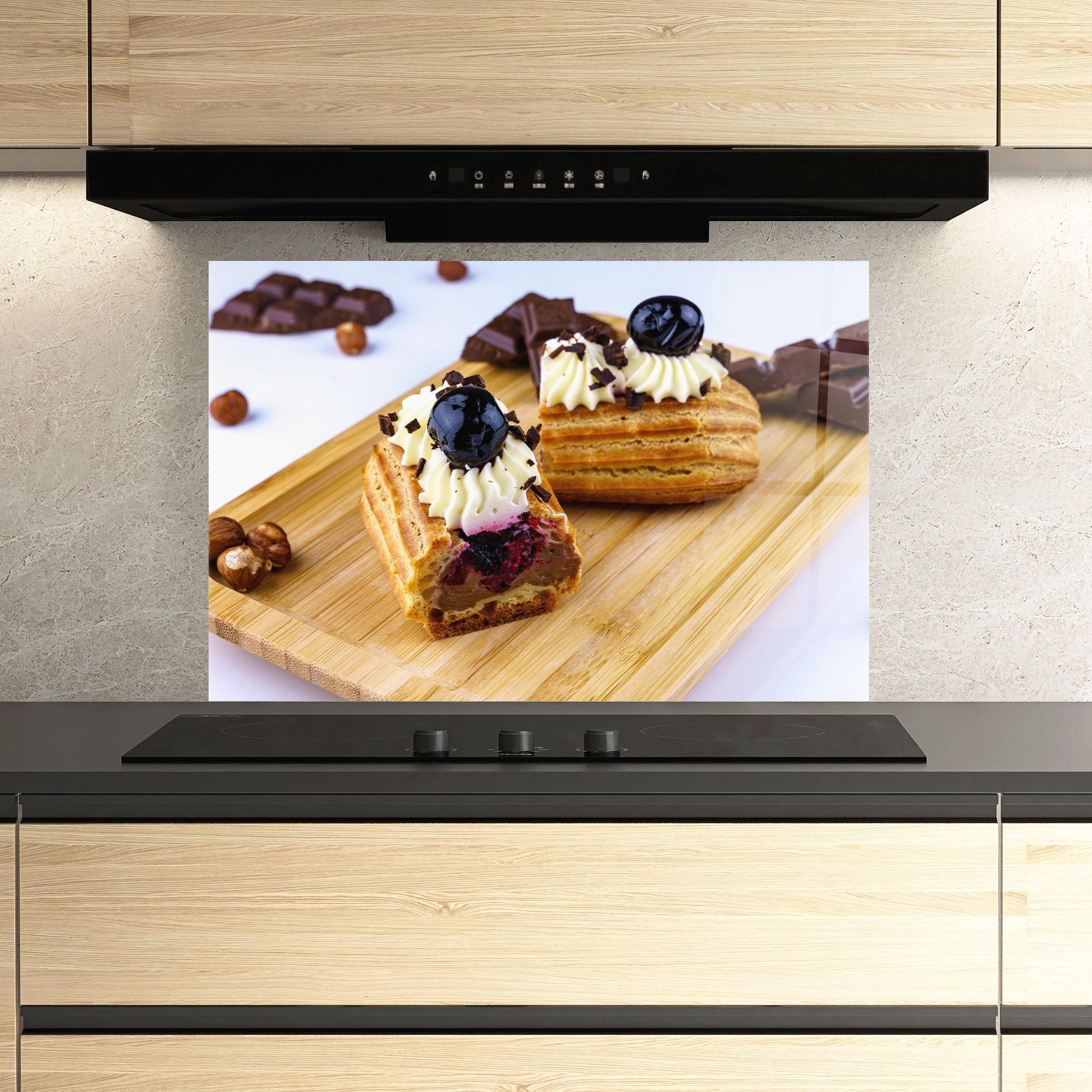 Panou Sticla Bucatarie Blueberry Eclair mockup 3