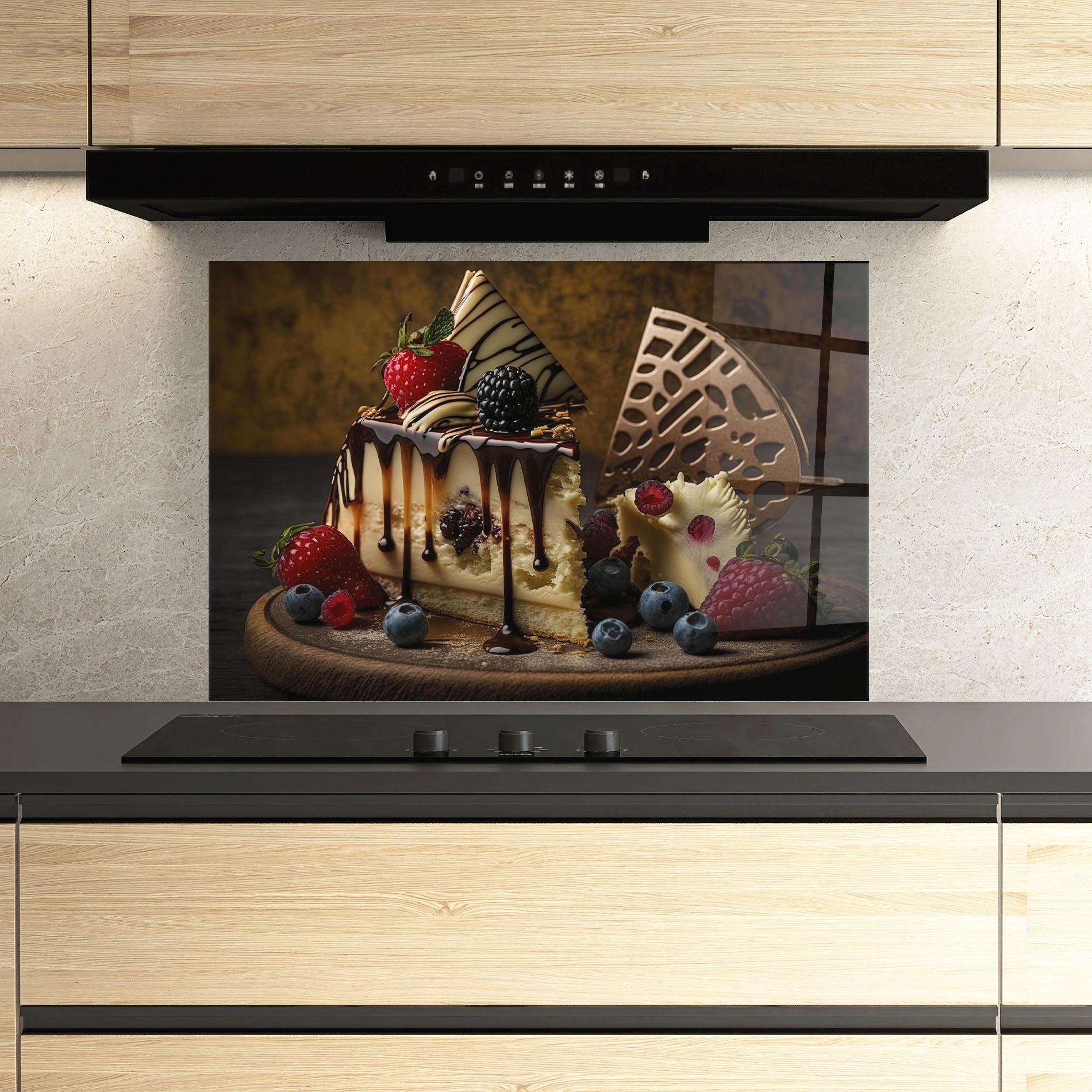 Panou Sticla Bucatarie Cheesecake Chocolate mockup 3