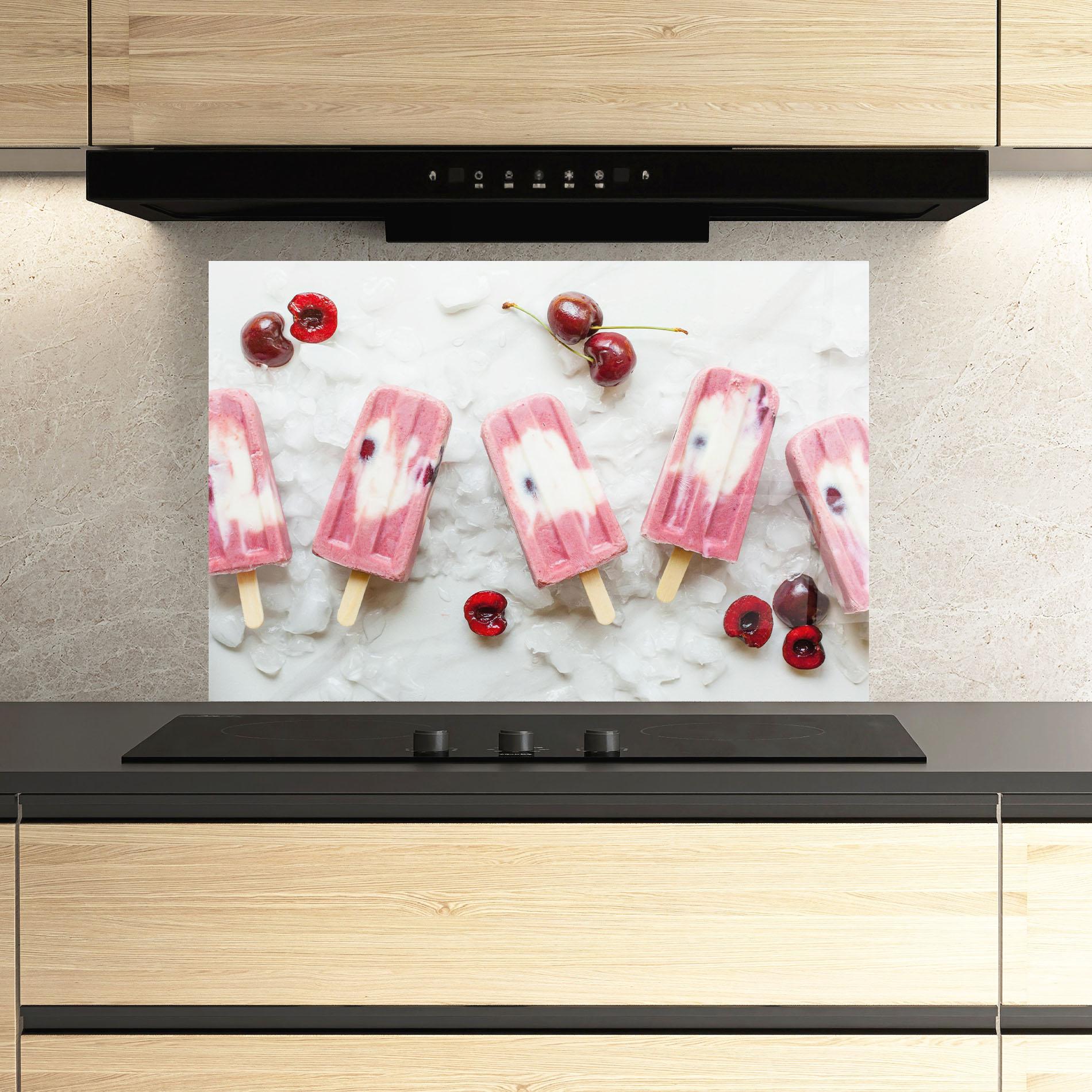 Panou Sticla Bucatarie Cherry Ice Cream mockup 3