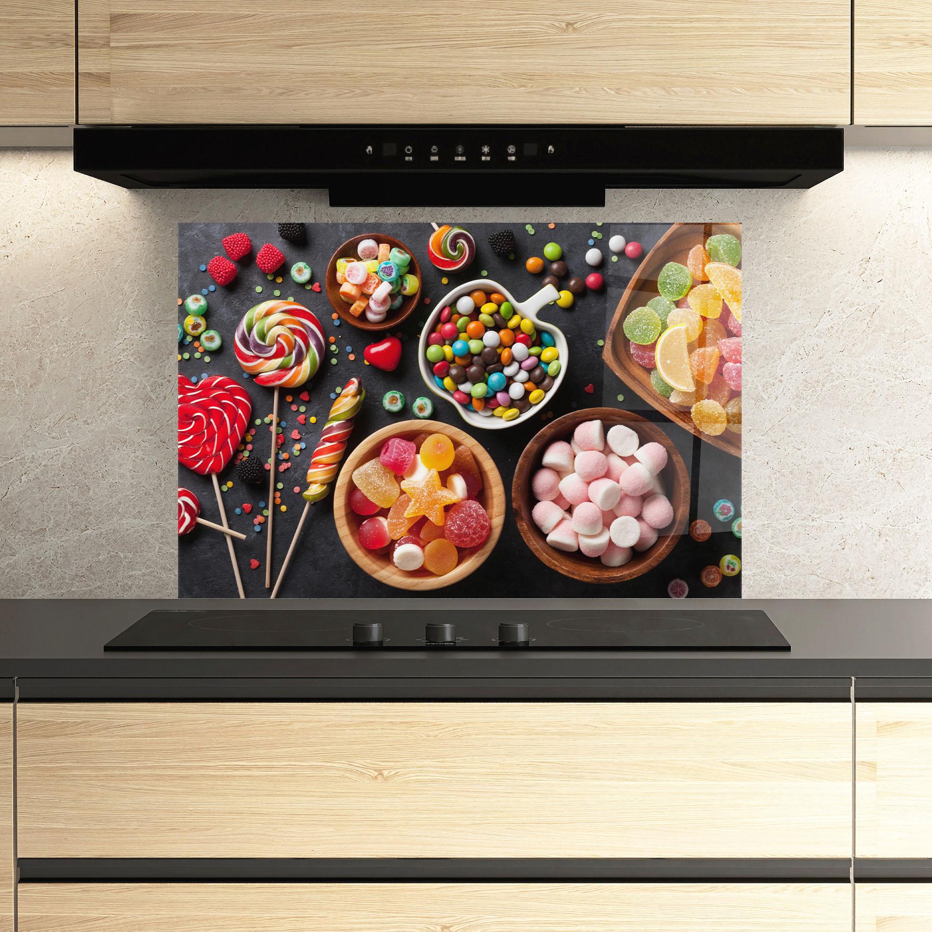 Panou Sticla Bucatarie Colorful Candies mockup 3