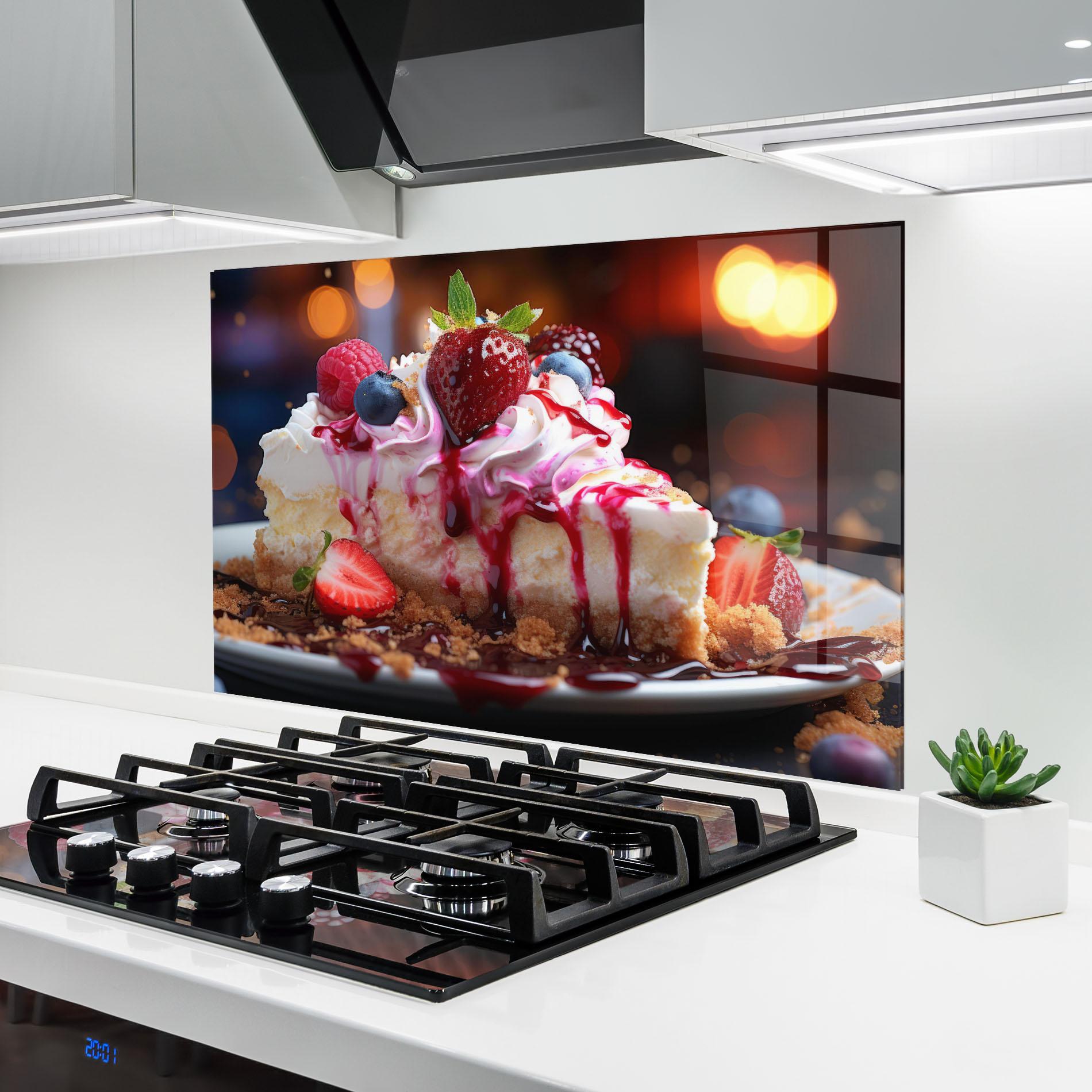 Panou Sticla Bucatarie Cheesecake Berries mockup 6