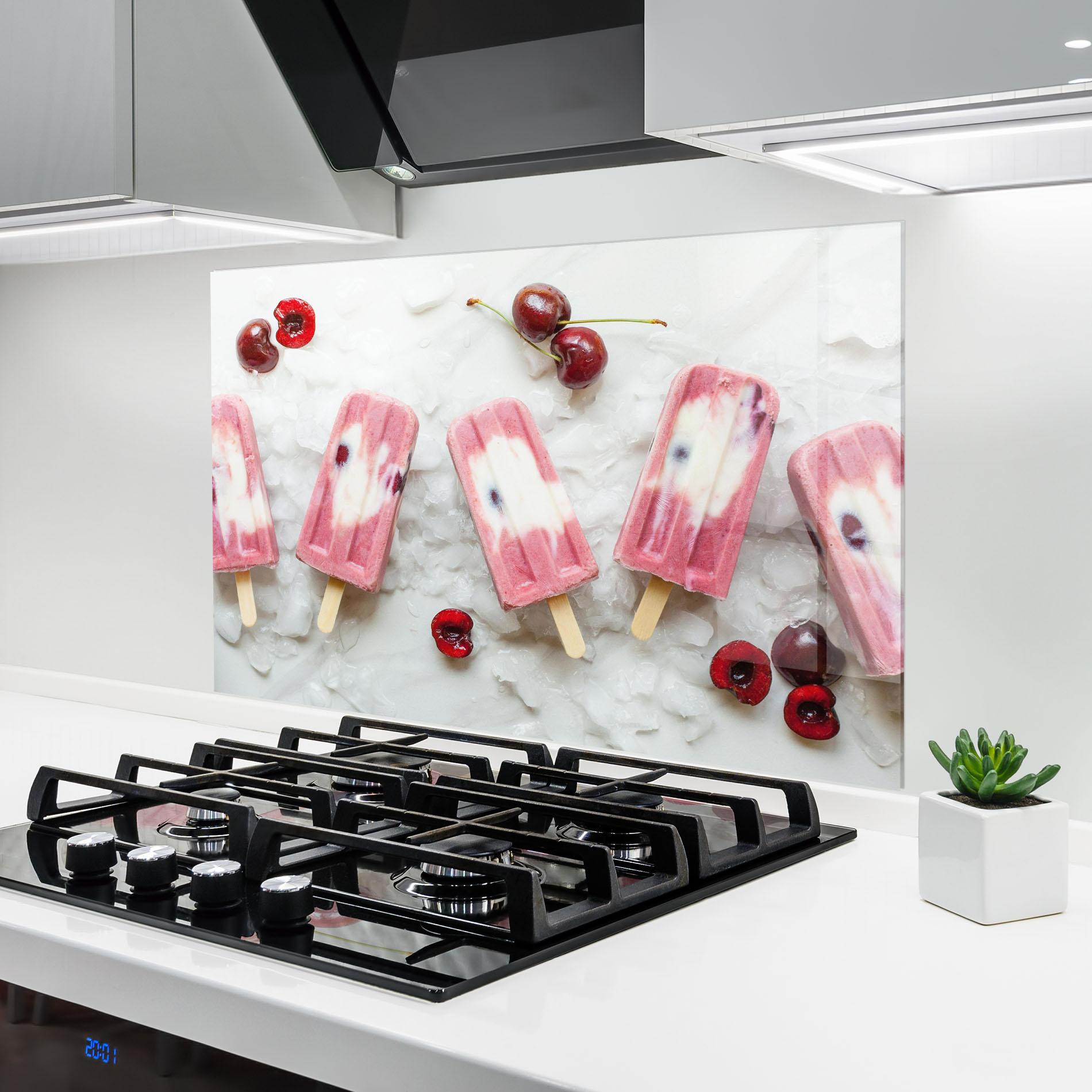 Panou Sticla Bucatarie Cherry Ice Cream mockup 6