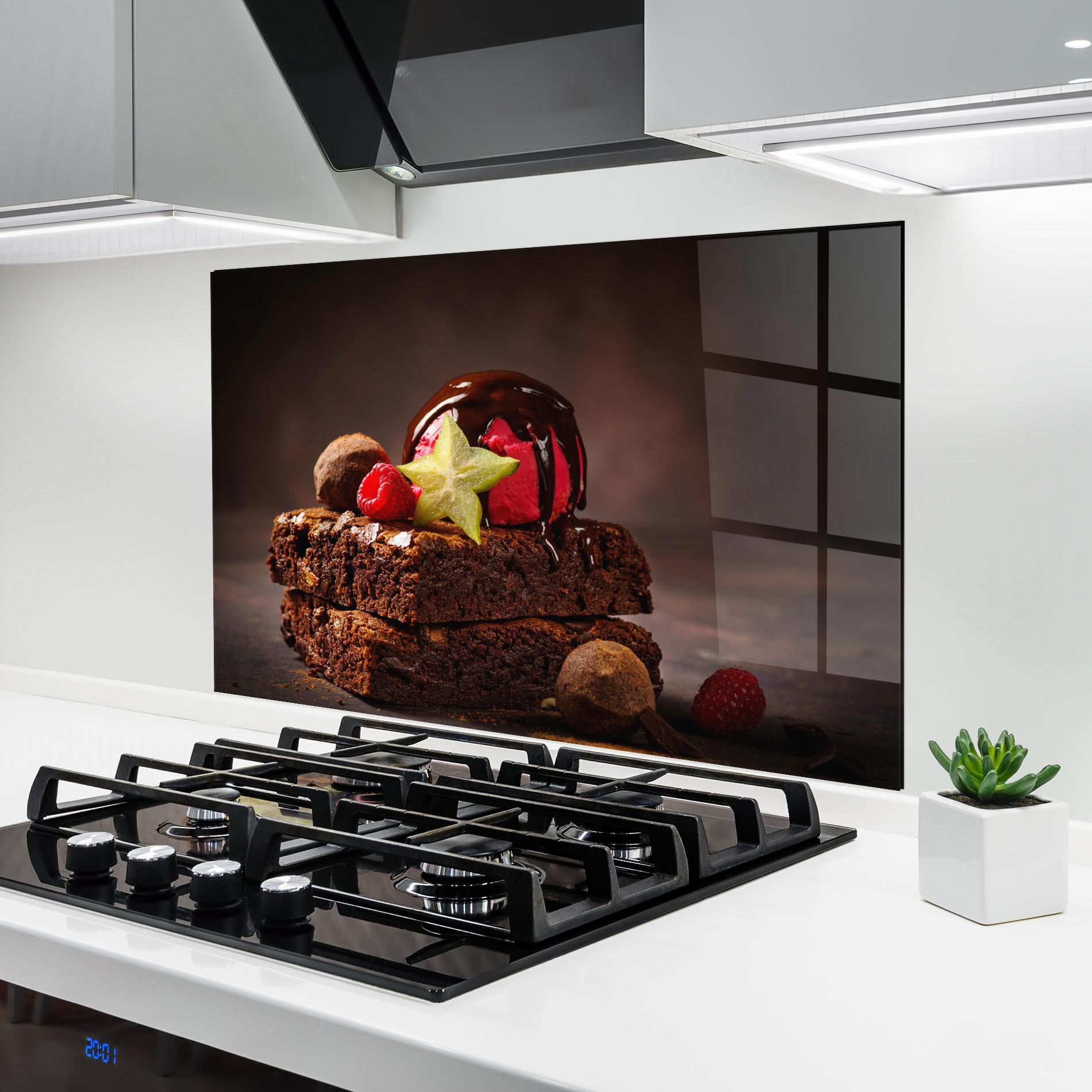 Panou Sticla Bucatarie Chocolate Brownie mockup 6