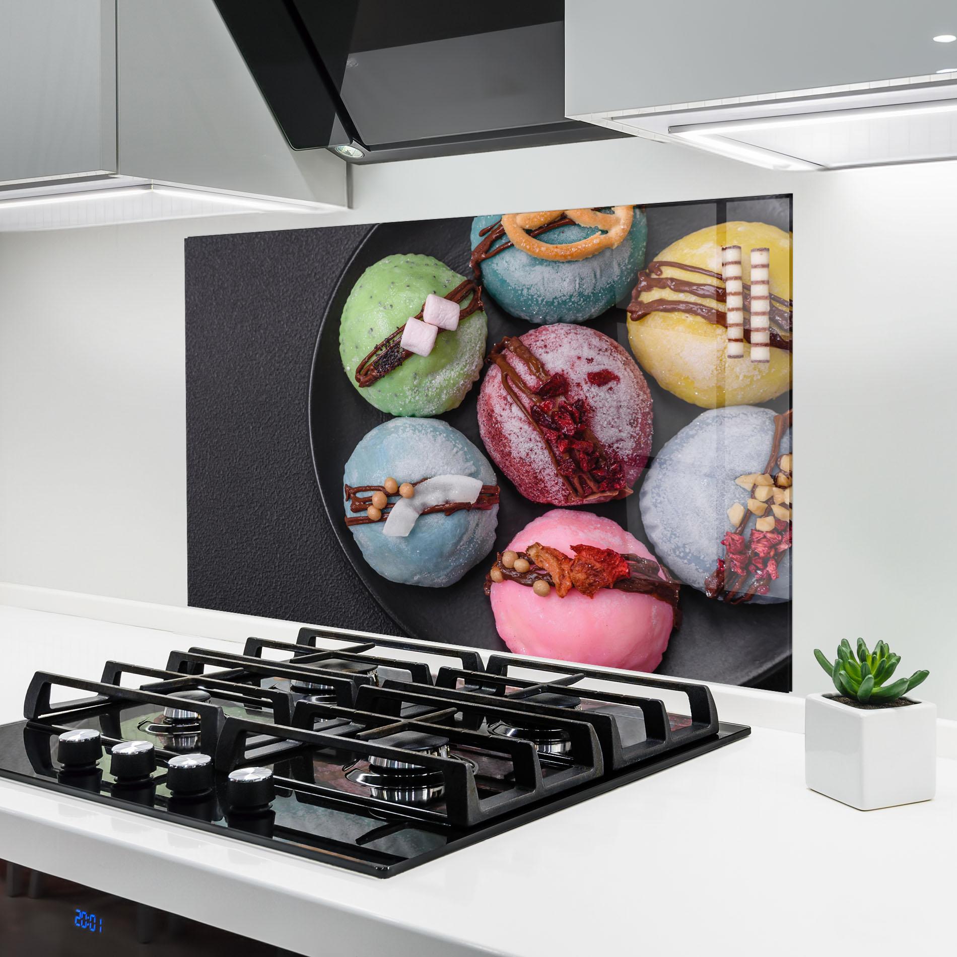 Panou Sticla Bucatarie Colorful Mochi Desserts mockup 6