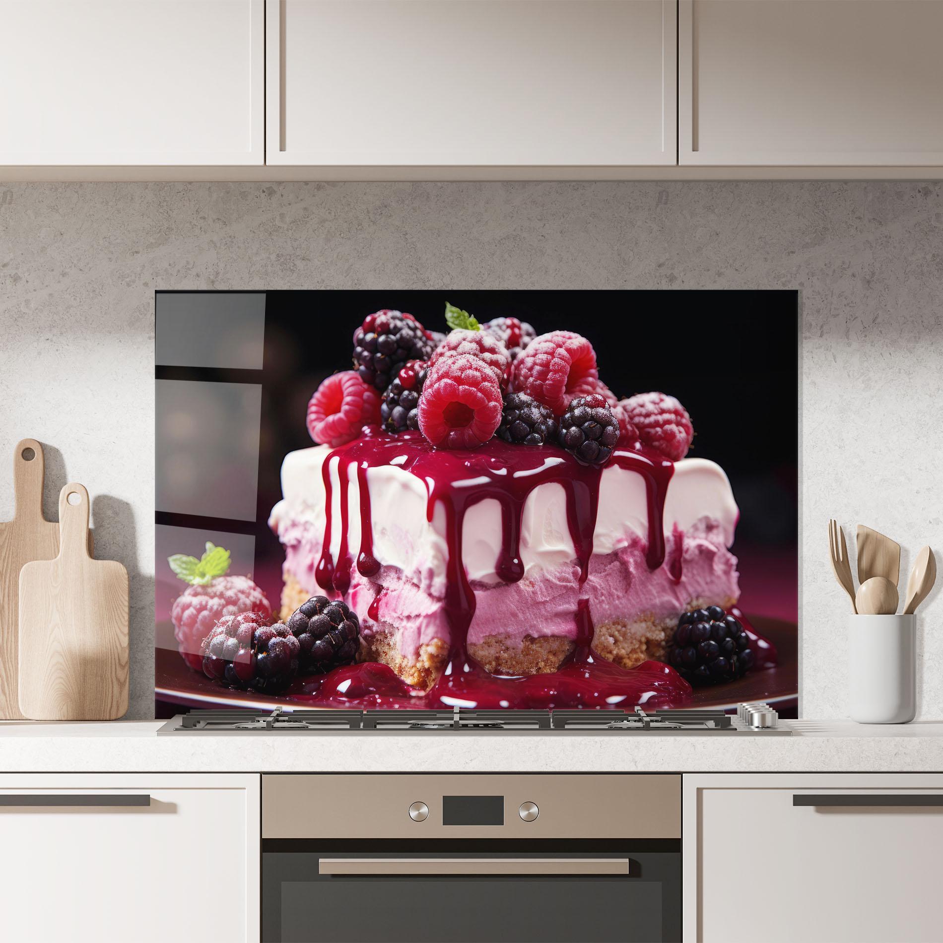 Panou Sticla Bucatarie Berries Cream mockup 7