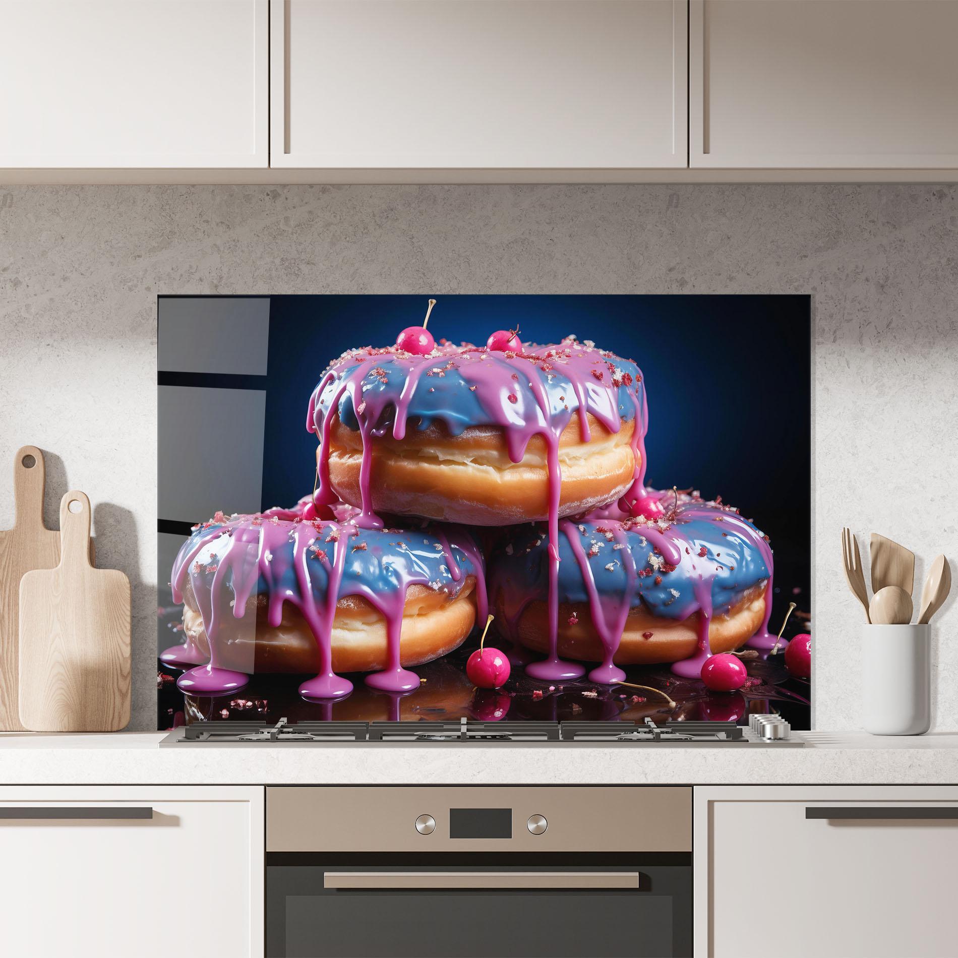 Panou Sticla Bucatarie Blue Pink Donuts mockup 7