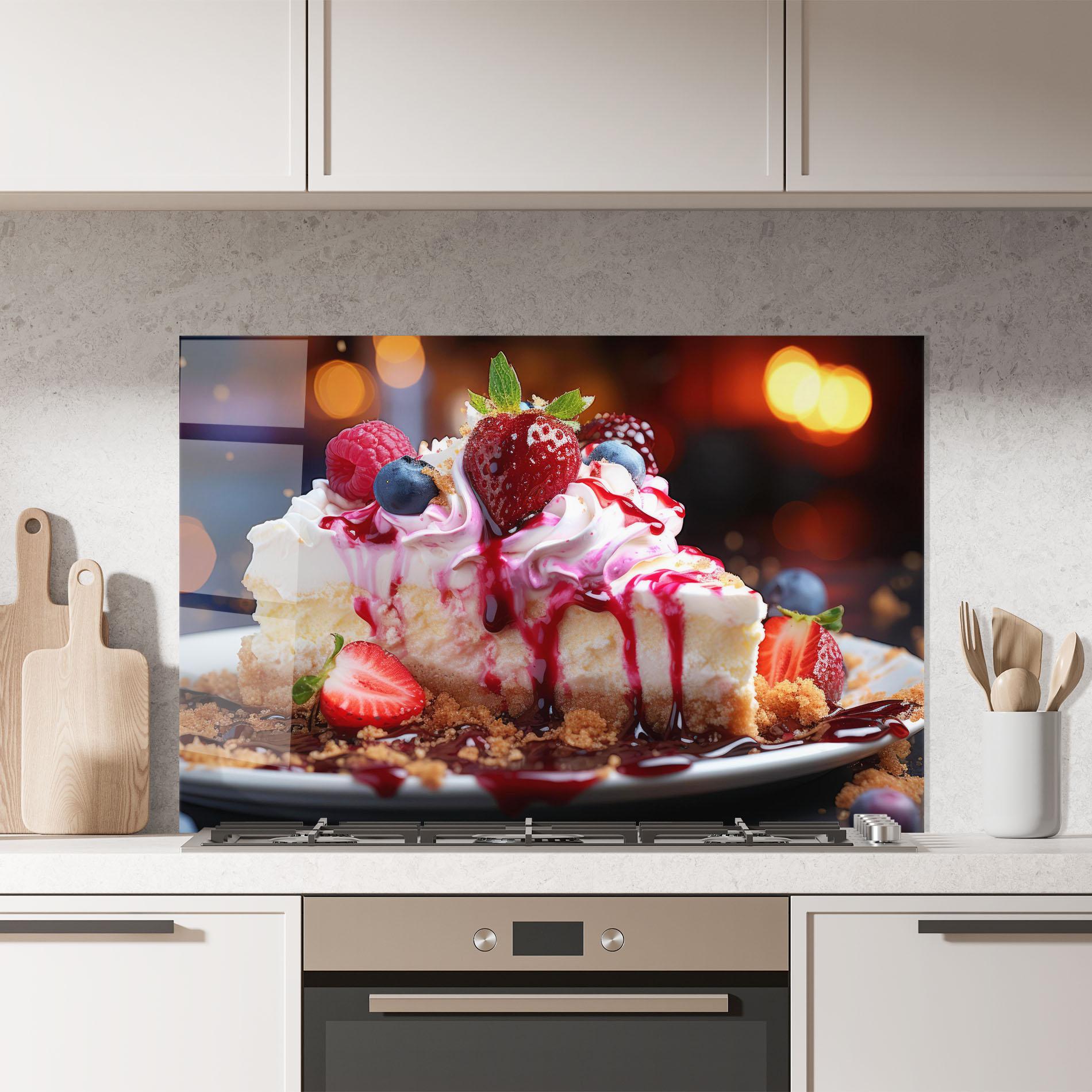 Panou Sticla Bucatarie Cheesecake Berries mockup 7