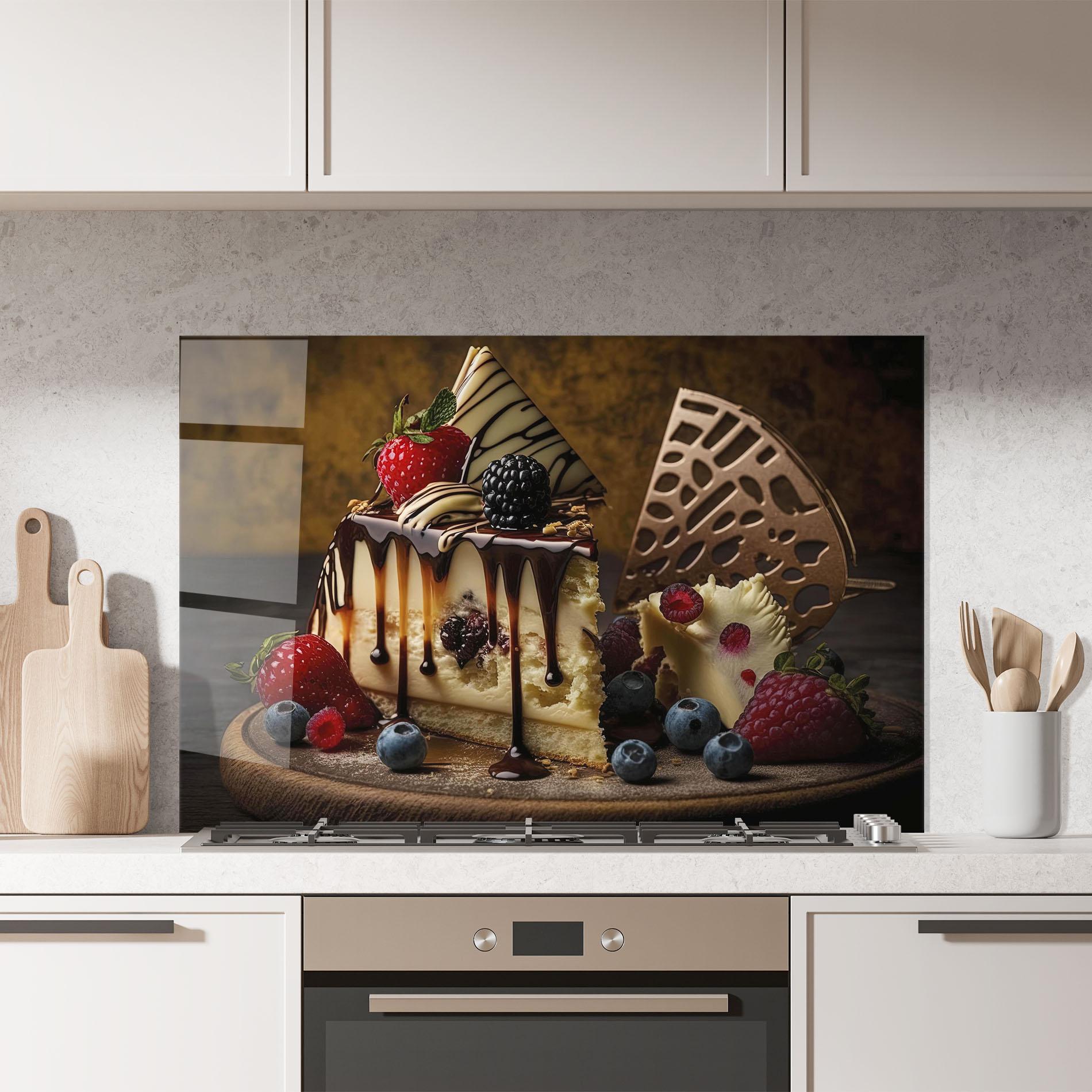 Panou Sticla Bucatarie Cheesecake Chocolate mockup 7