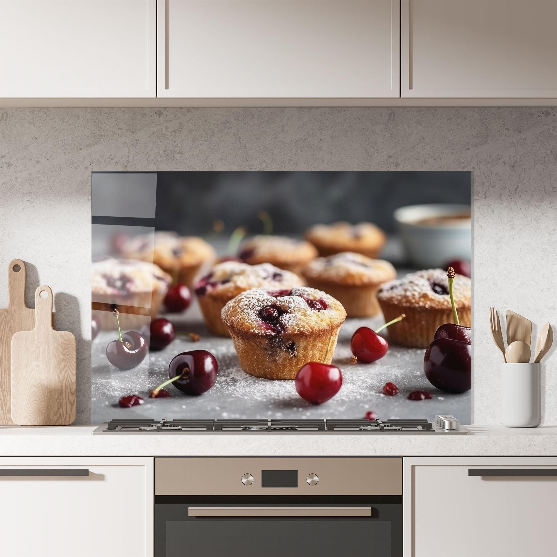 Panou Sticla Bucatarie Cherries Muffins mockup 7