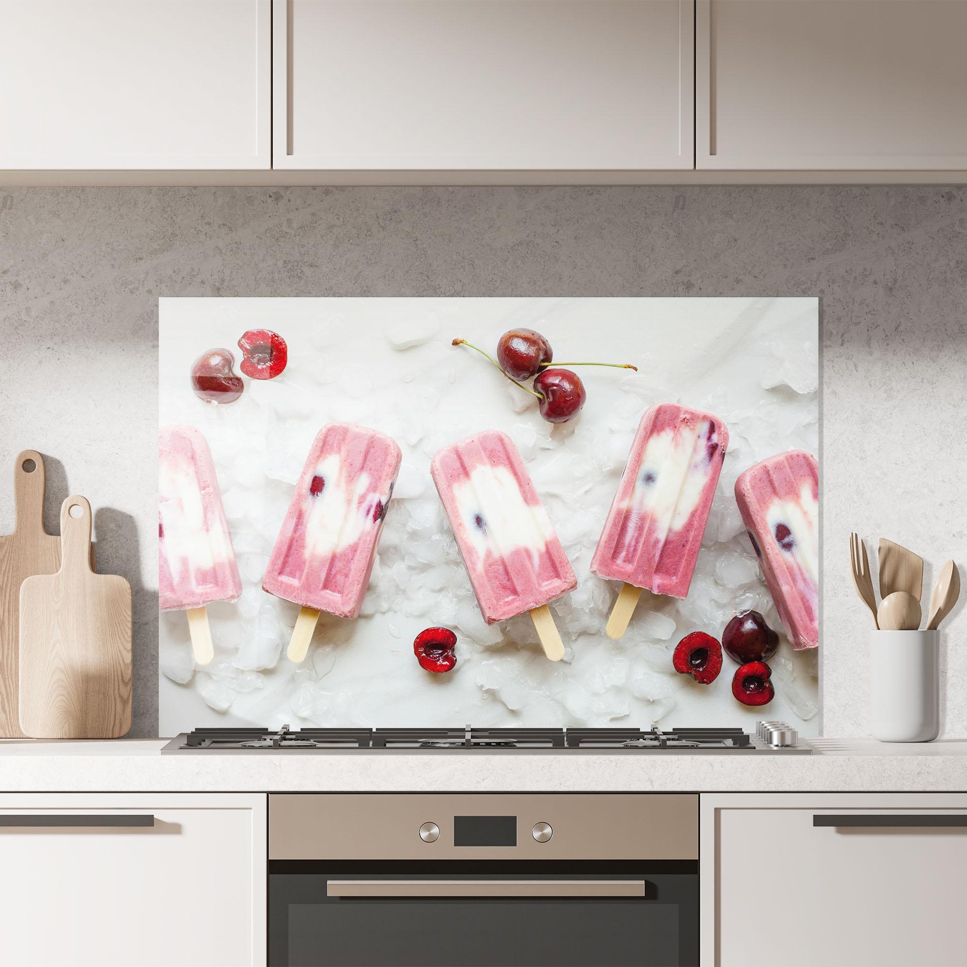 Panou Sticla Bucatarie Cherry Ice Cream mockup 7