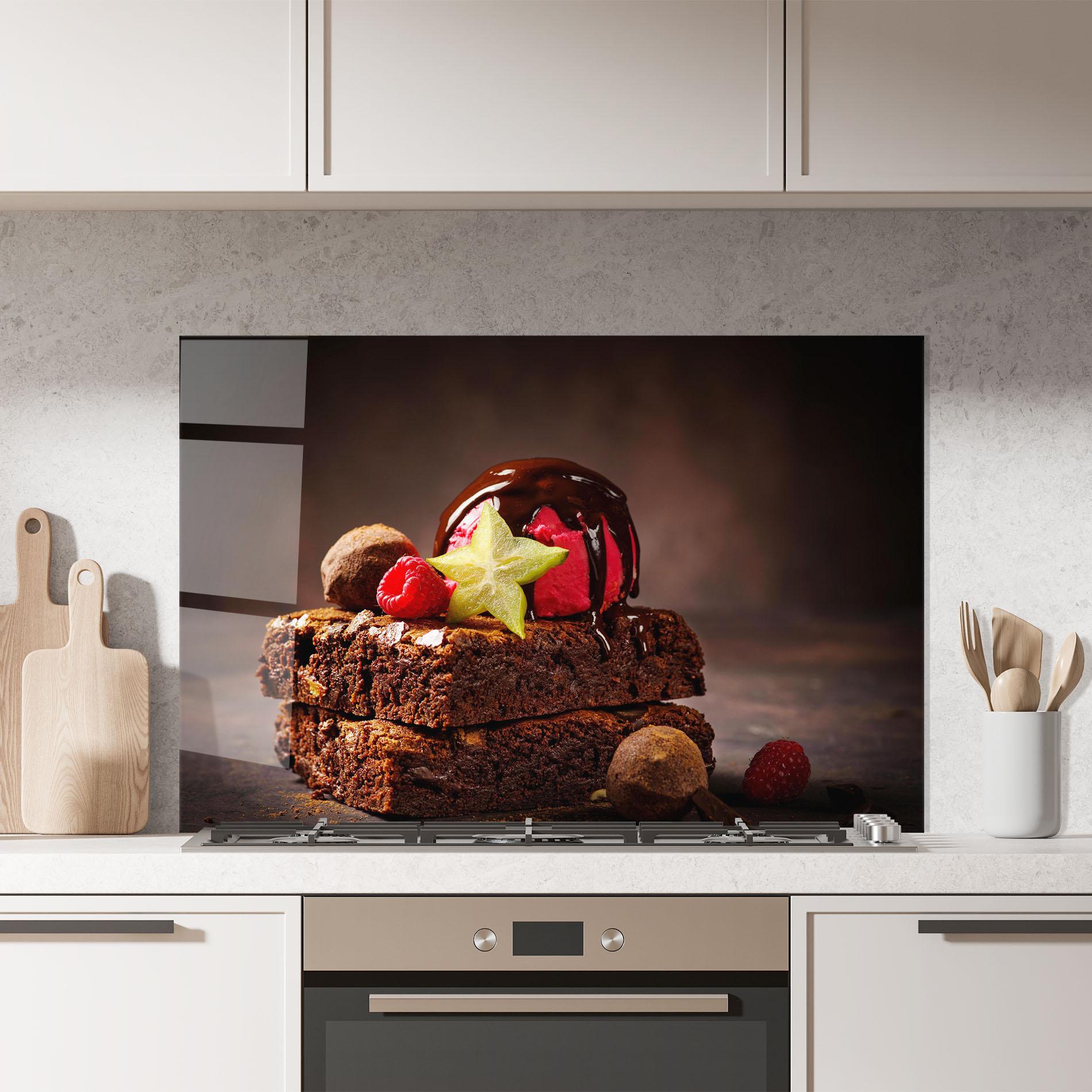 Panou Sticla Bucatarie Chocolate Brownie mockup 7