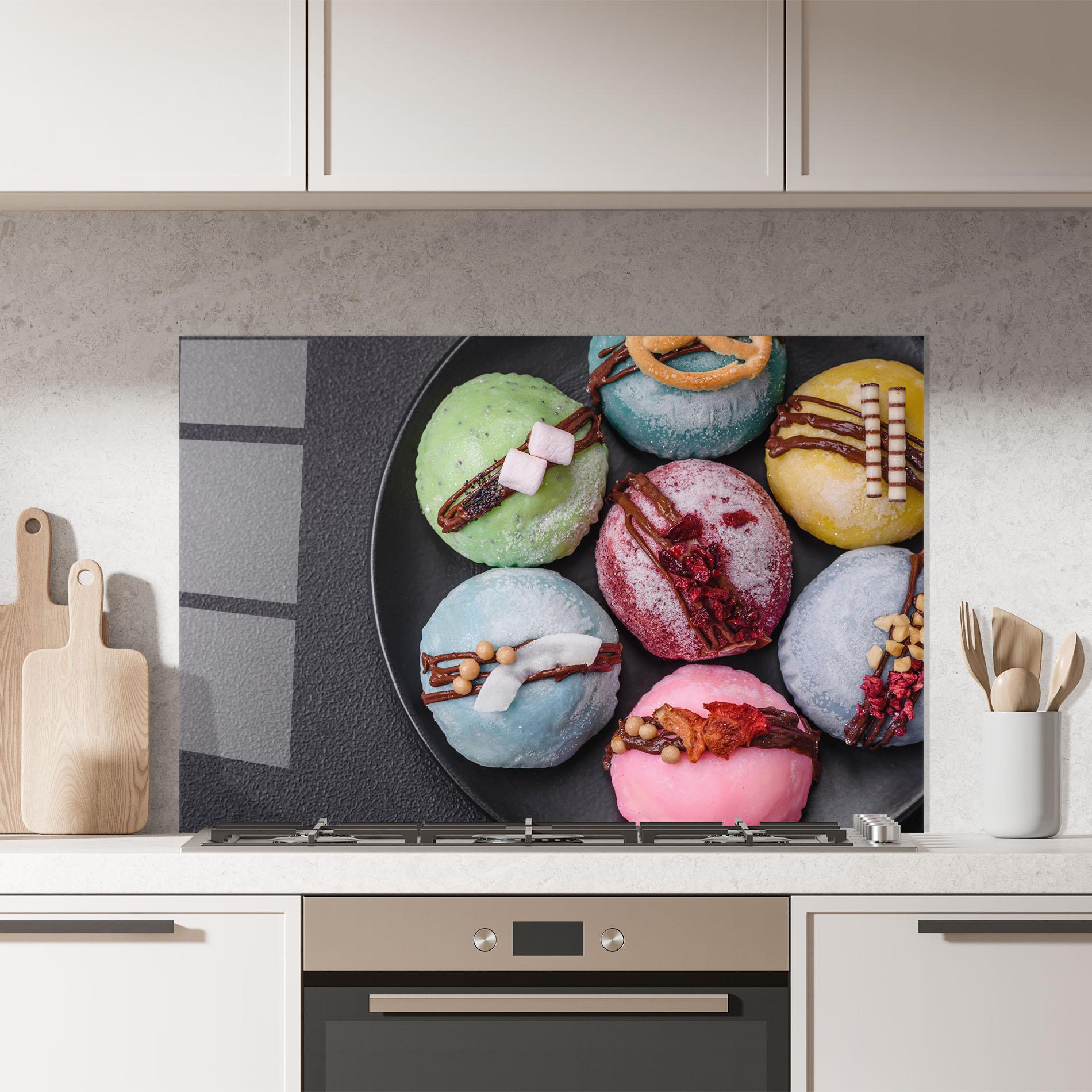 Panou Sticla Bucatarie Colorful Mochi Desserts mockup 7