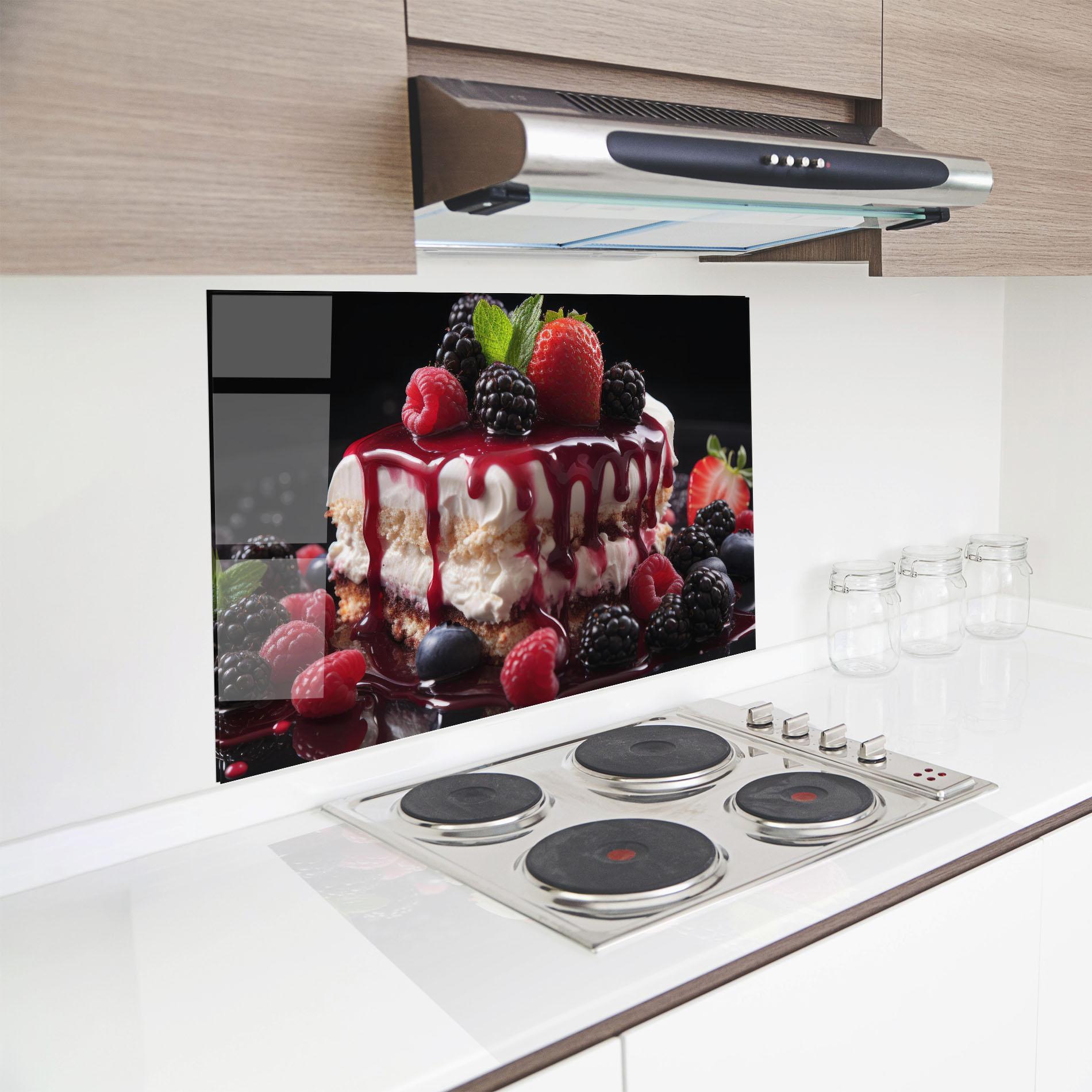 Panou Sticla Bucatarie Berries Cream Dessert mockup 8