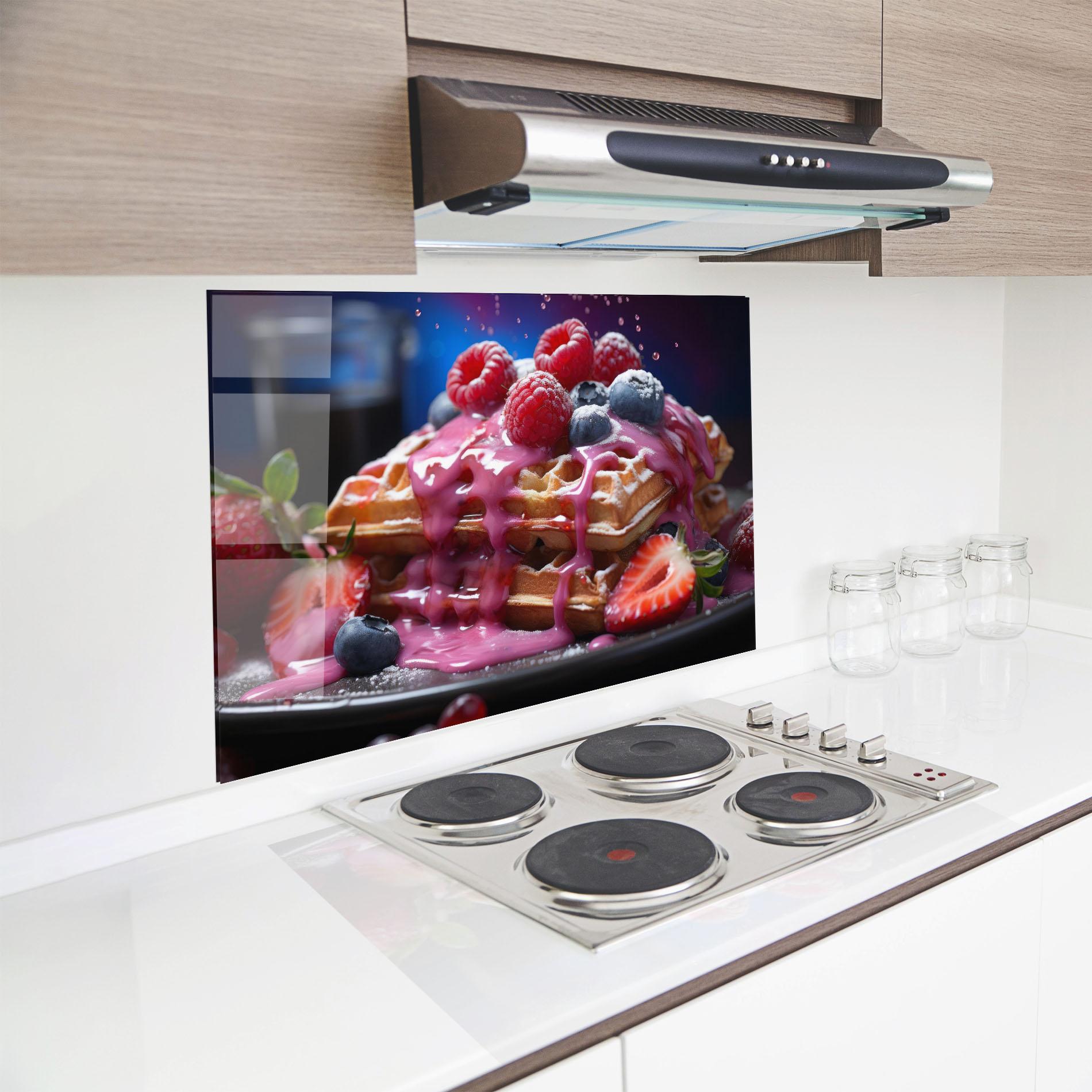 Panou Sticla Bucatarie Berries Waffles mockup 8