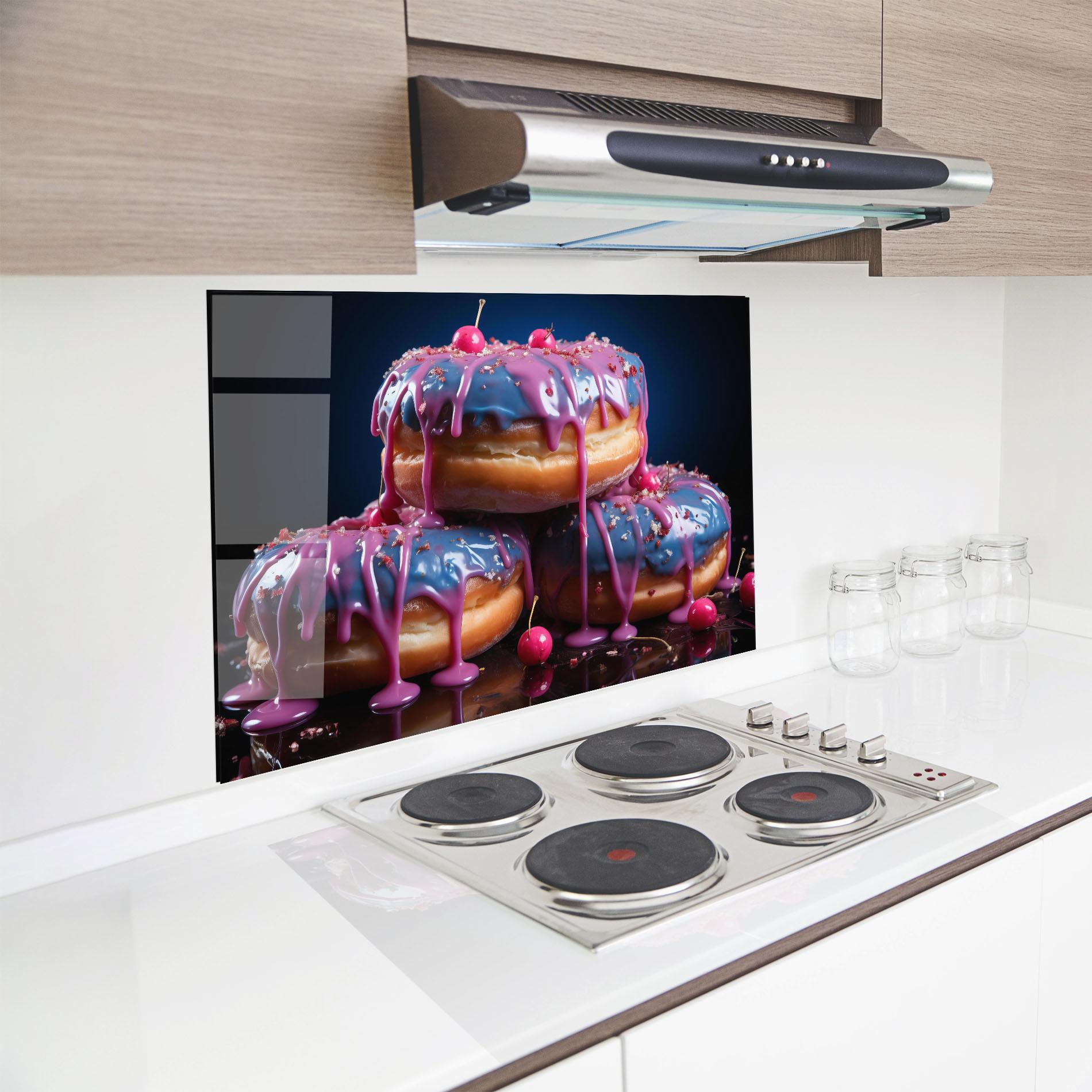 Panou Sticla Bucatarie Blue Pink Donuts mockup 8