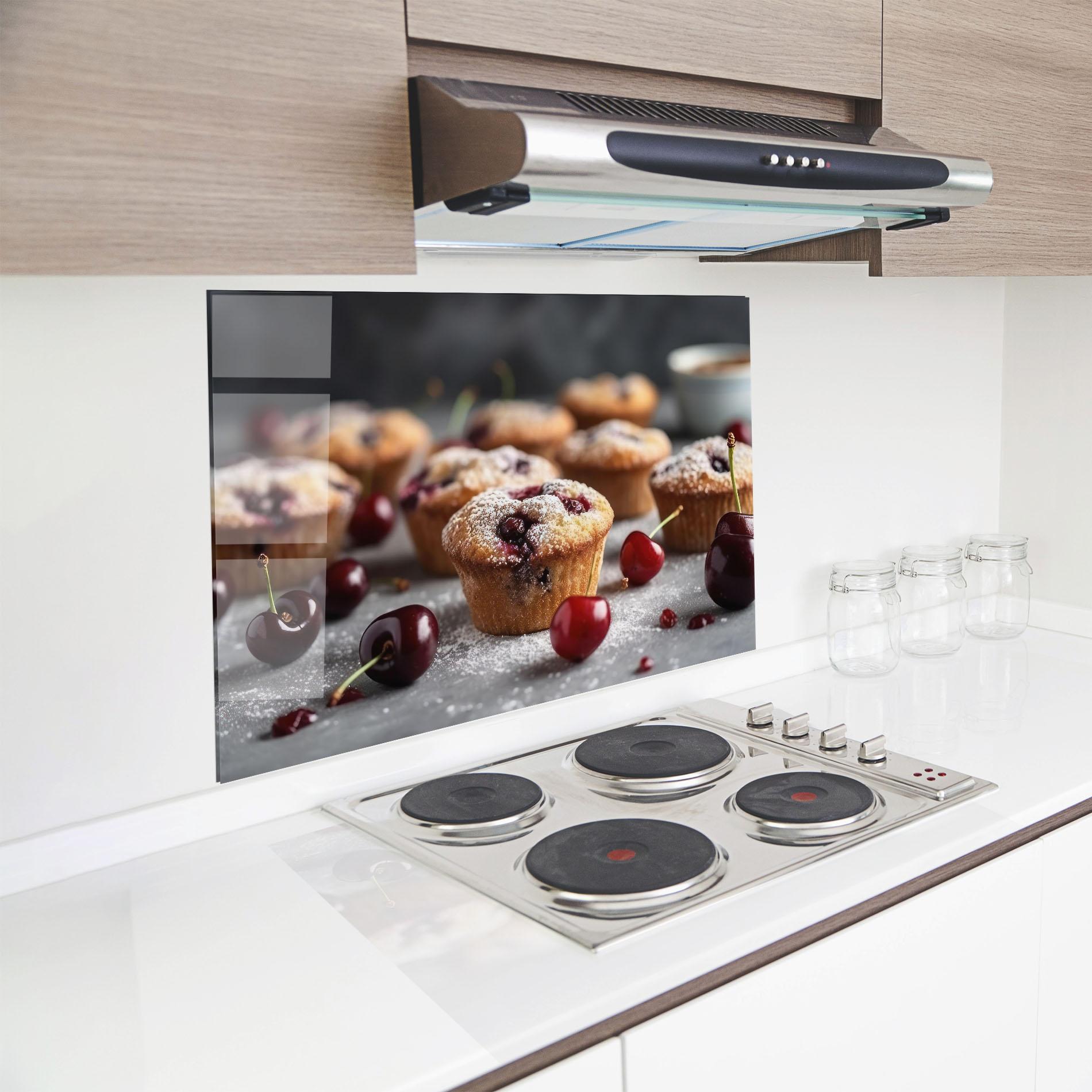 Panou Sticla Bucatarie Cherries Muffins mockup 8
