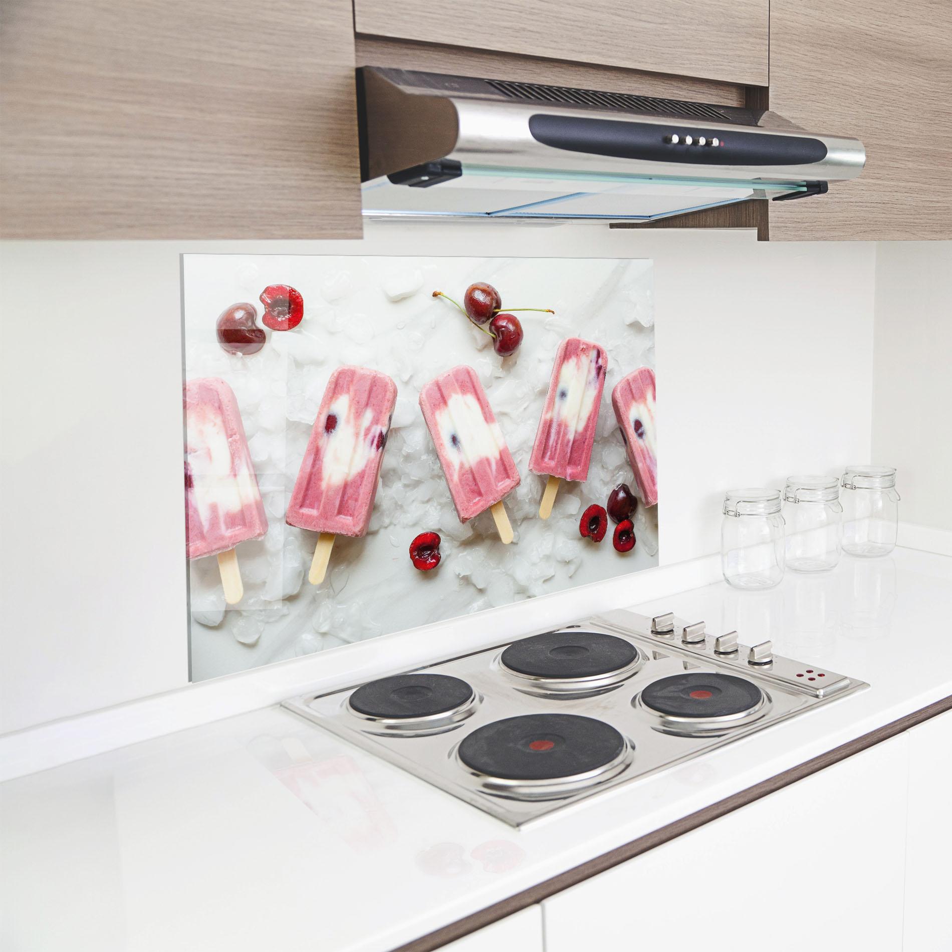 Panou Sticla Bucatarie Cherry Ice Cream mockup 8
