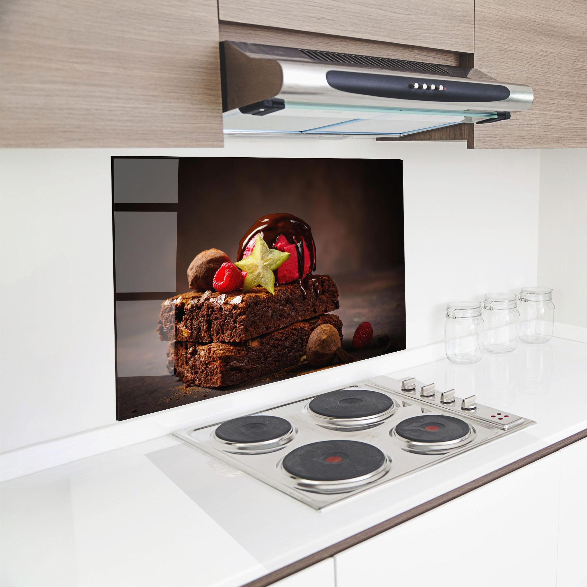 Panou Sticla Bucatarie Chocolate Brownie mockup 8