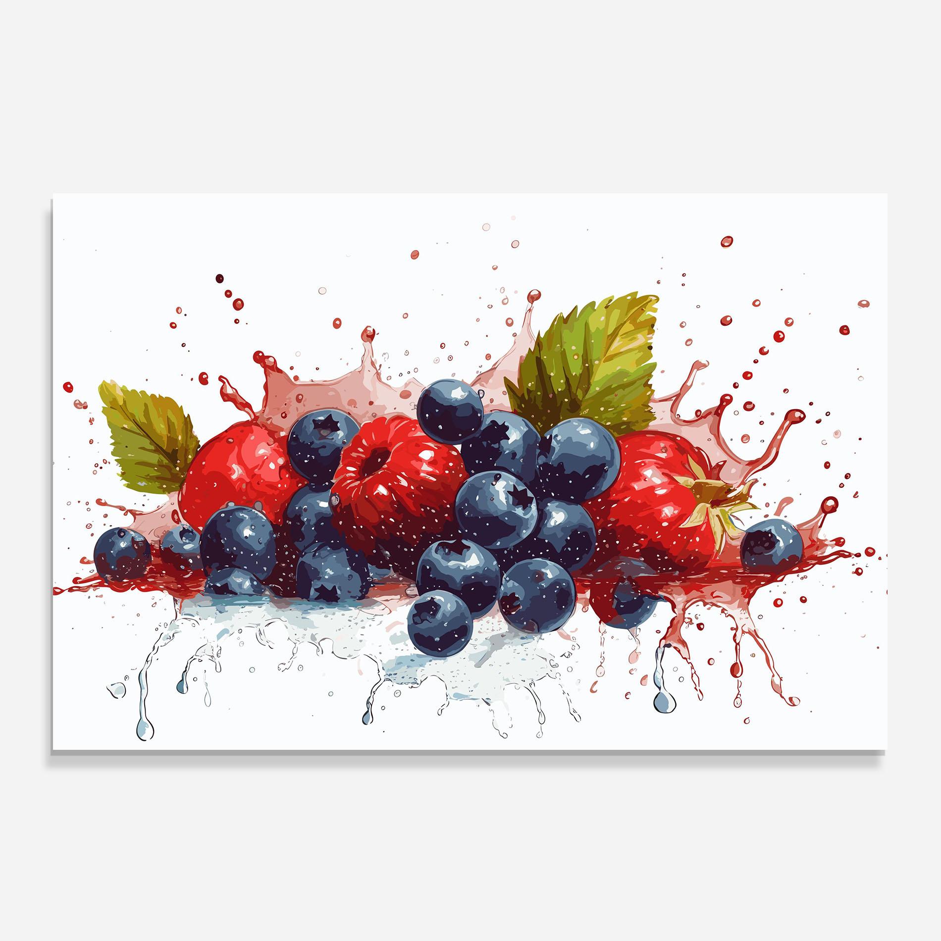 Panou Sticla Bucatarie Berries Art mockup 0