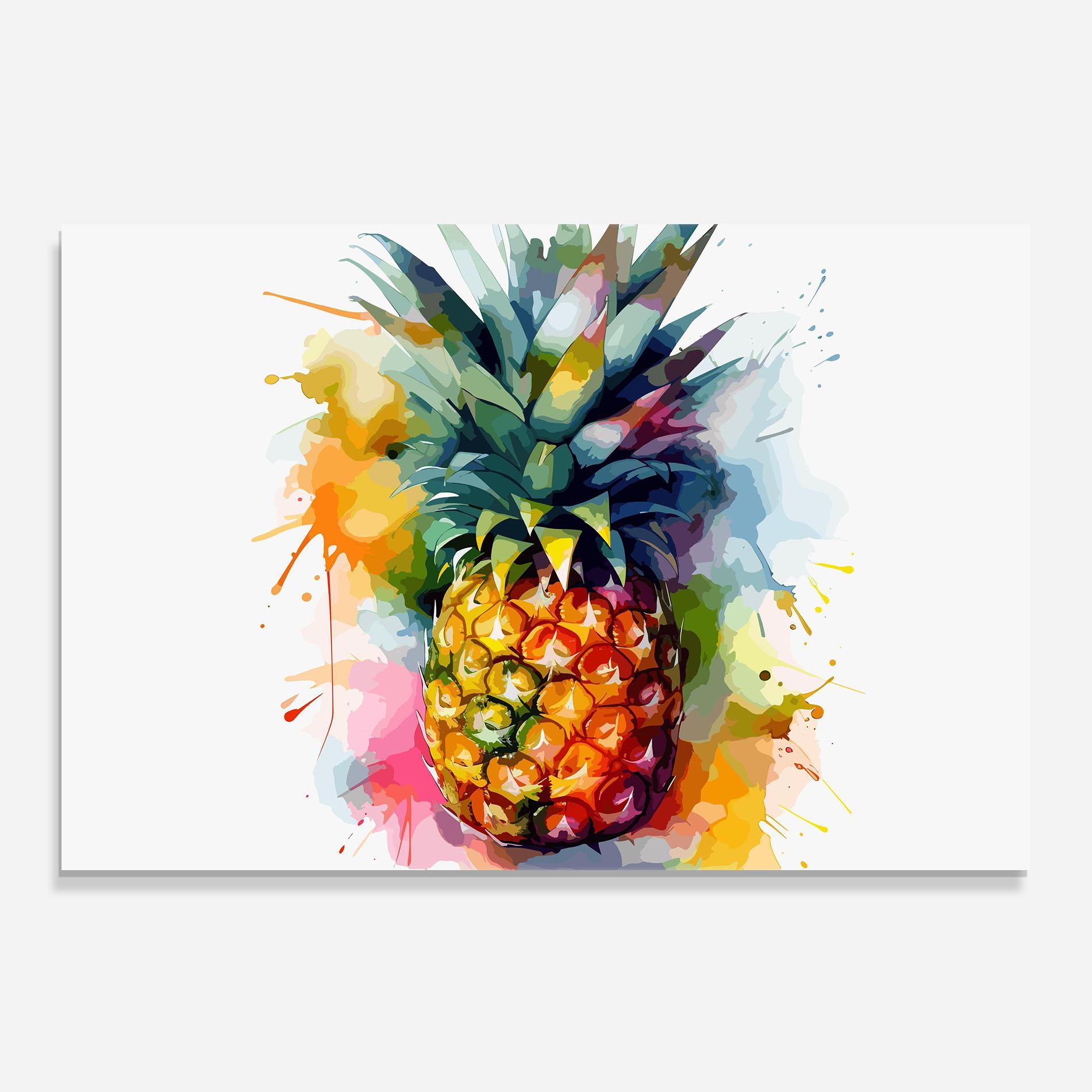 Panou Sticla Bucatarie Color Mix Pineapple mockup 0