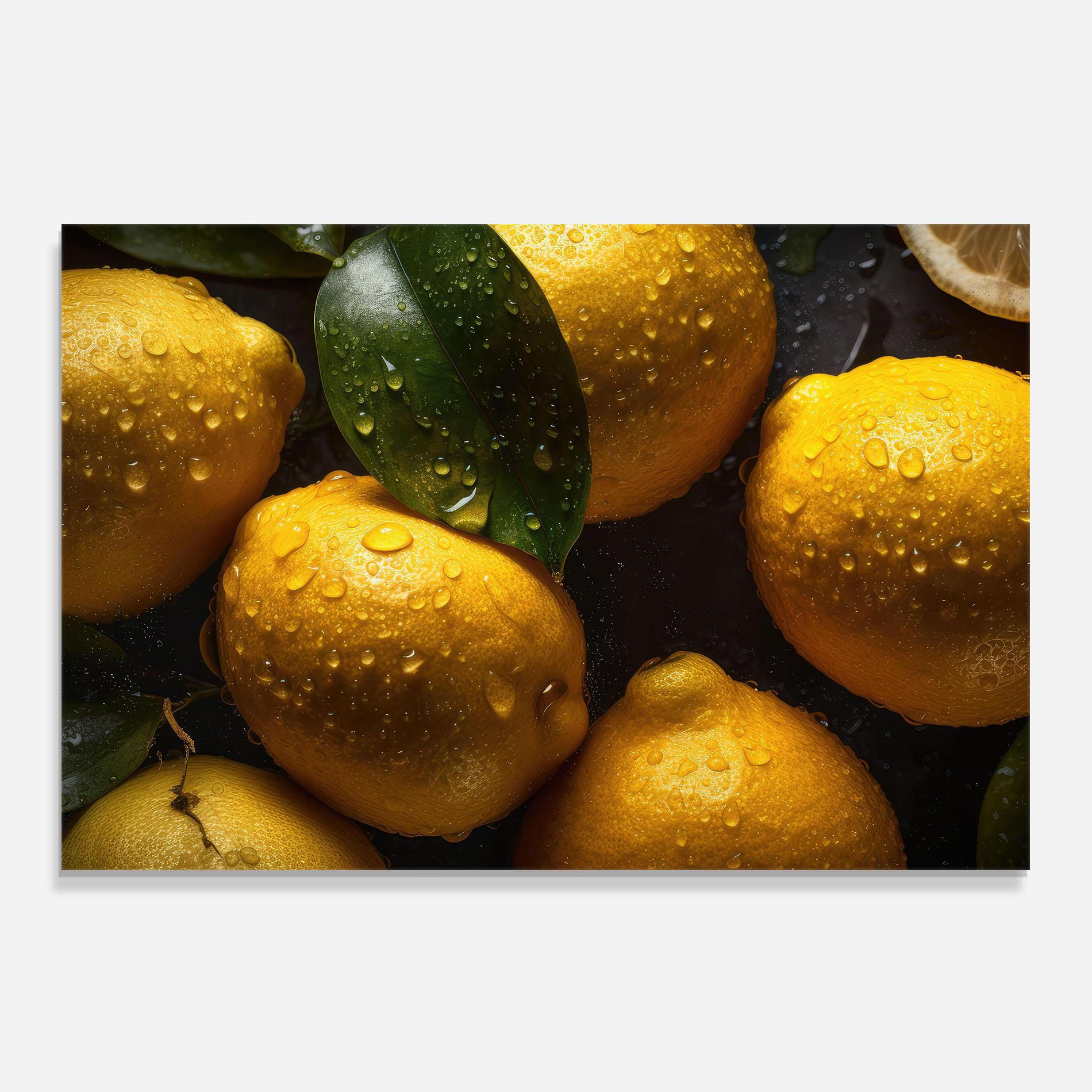 Panou Sticla Bucatarie Lemon After Rain mockup 0