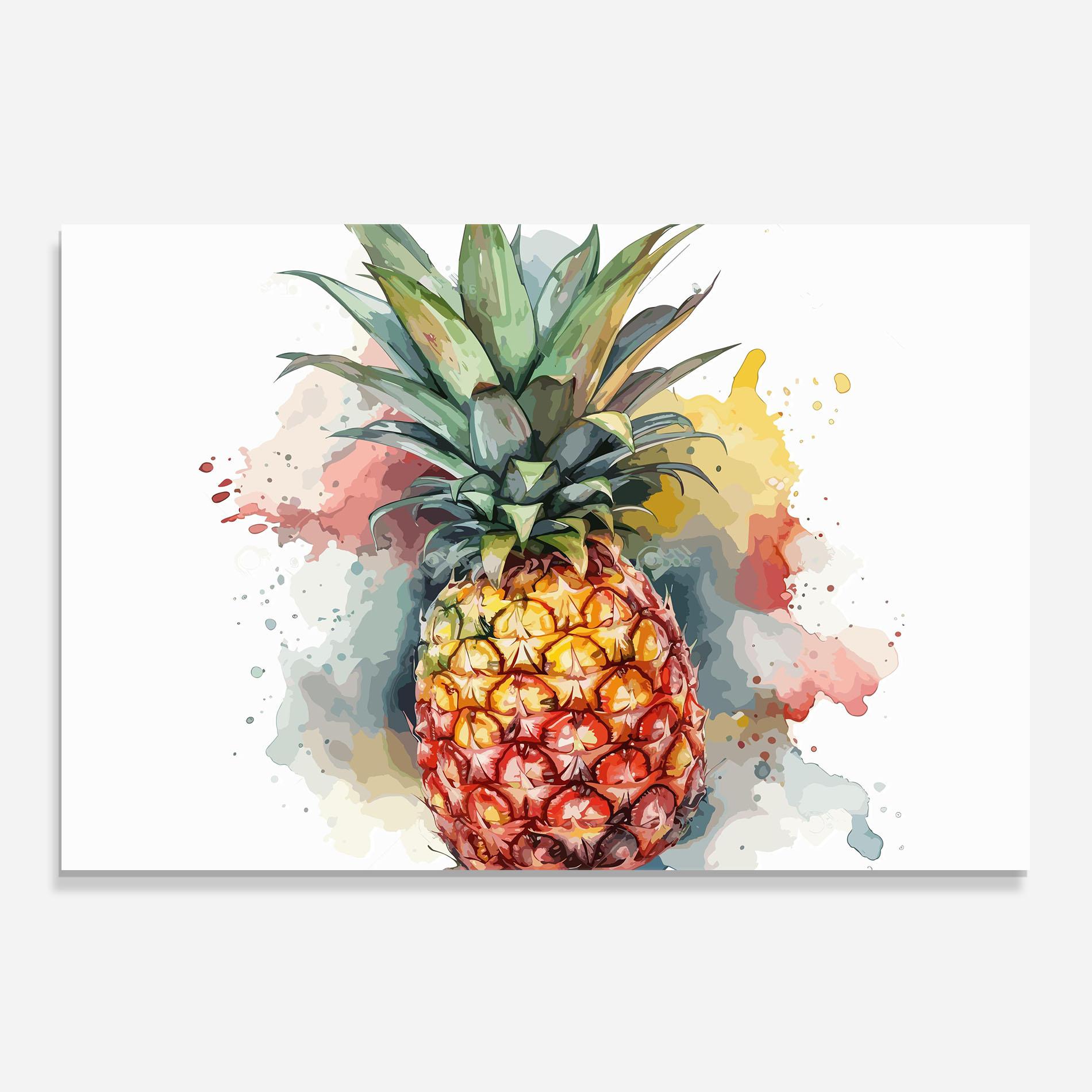 Panou Sticla Bucatarie Pineapple Art mockup 0