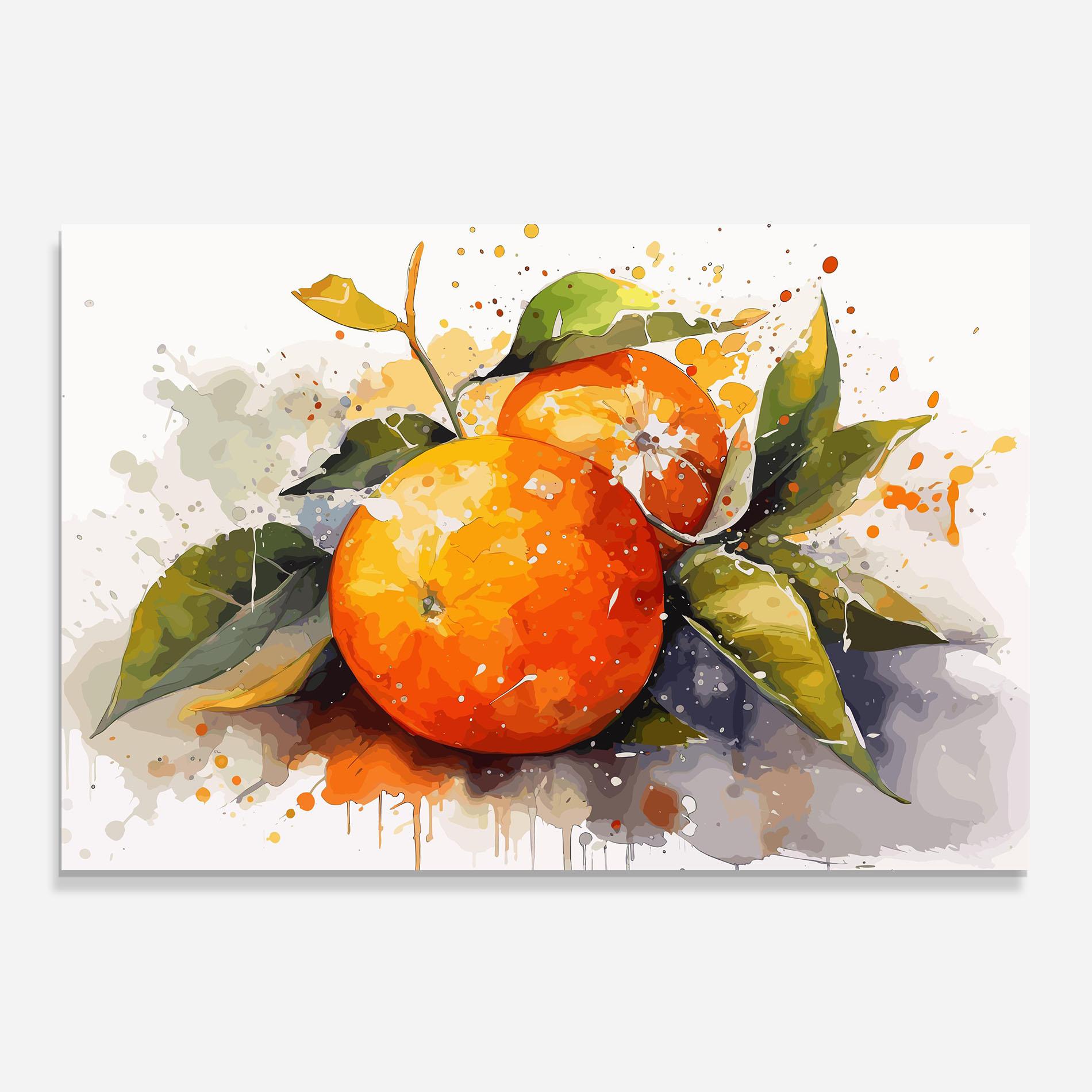 Panou Sticla Bucatarie Watercolor Orange mockup 0