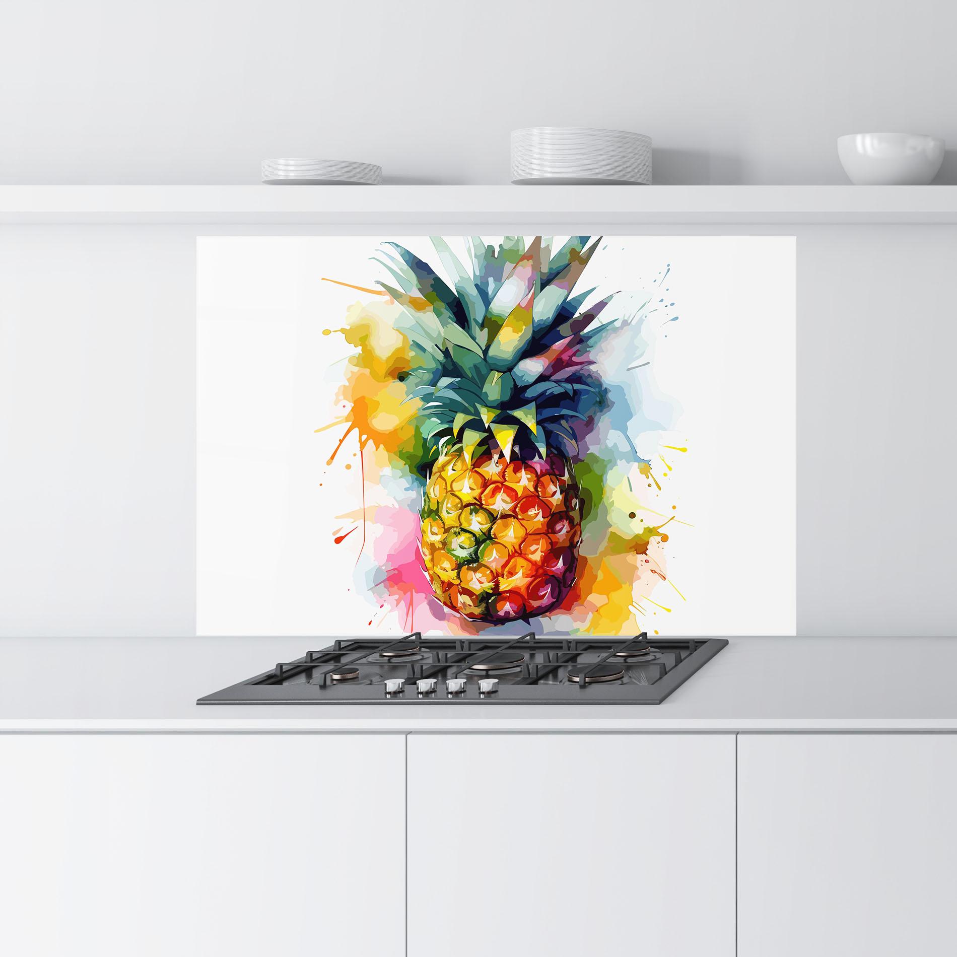 Panou Sticla Bucatarie Color Mix Pineapple mockup 9