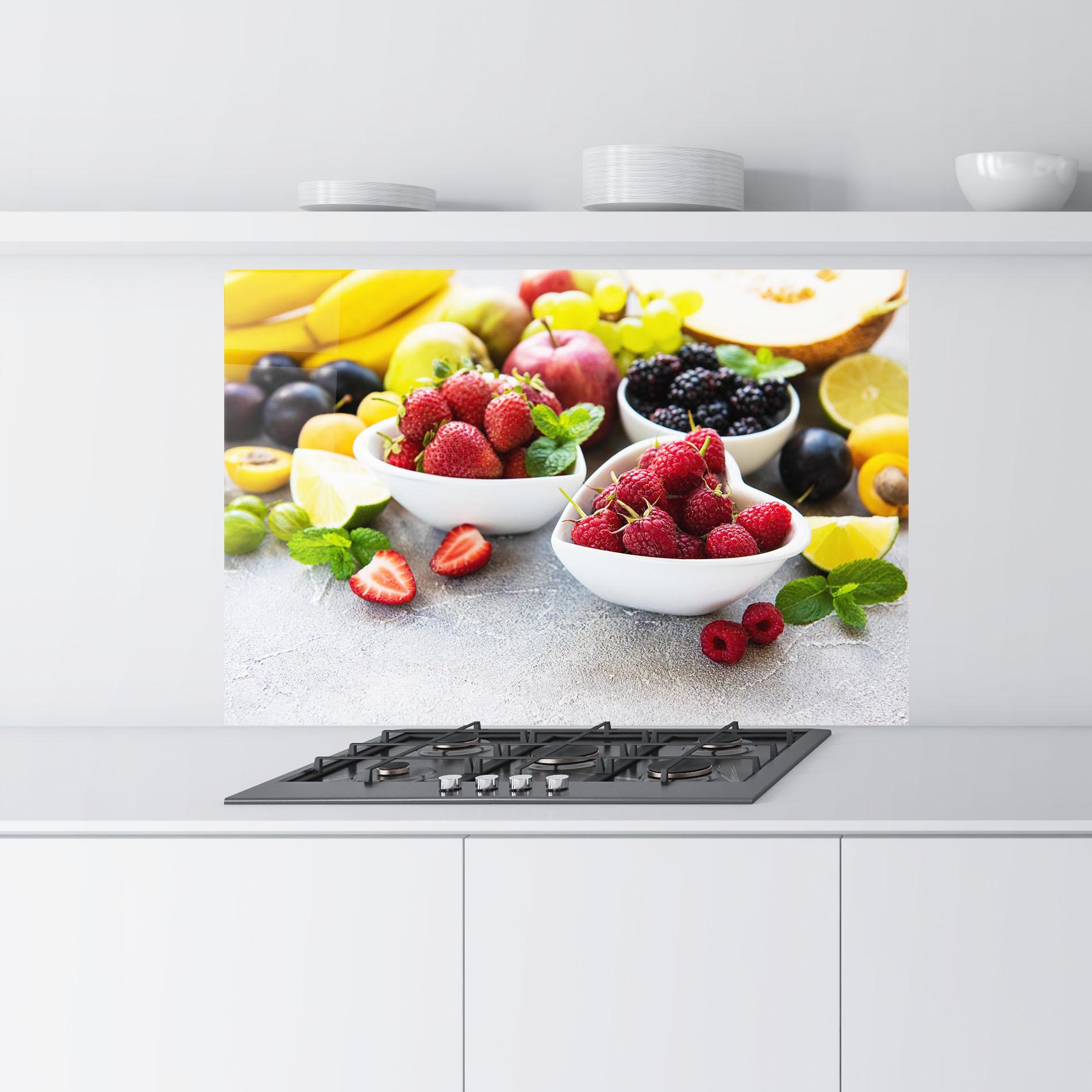Panou Sticla Bucatarie Heart Fresh Fruits mockup 9