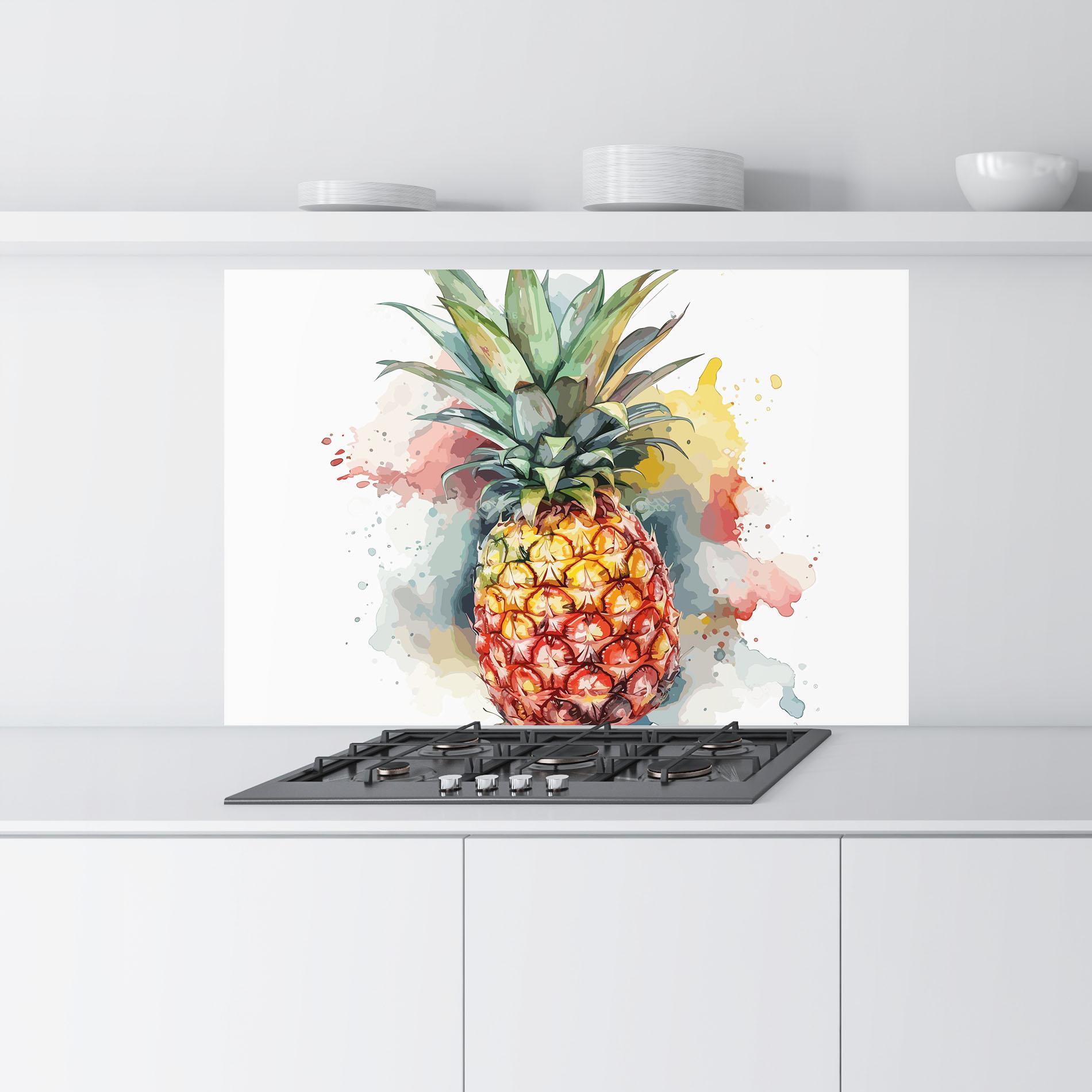 Panou Sticla Bucatarie Pineapple Art mockup 9