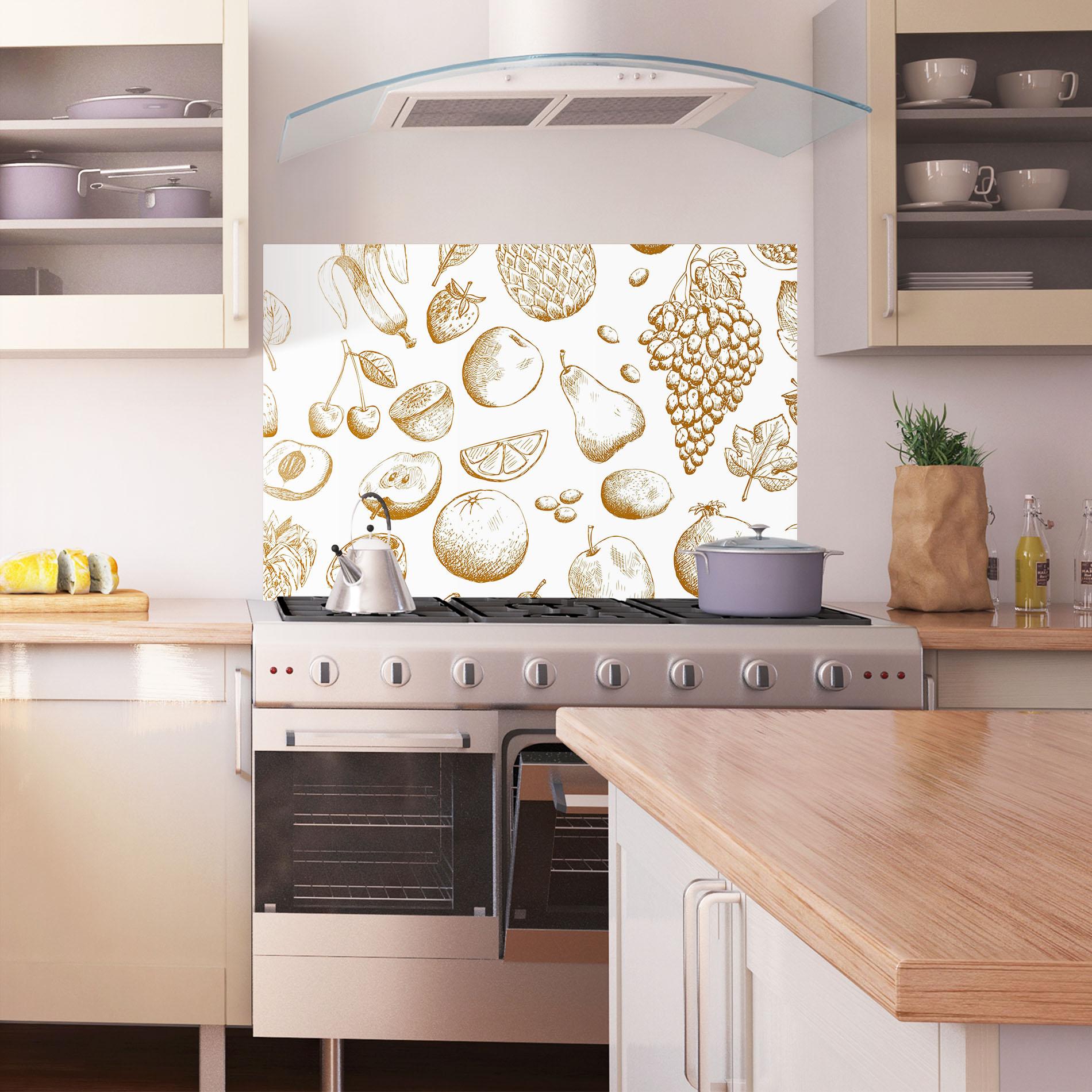 Panou Sticla Bucatarie Floating Fruits mockup 1