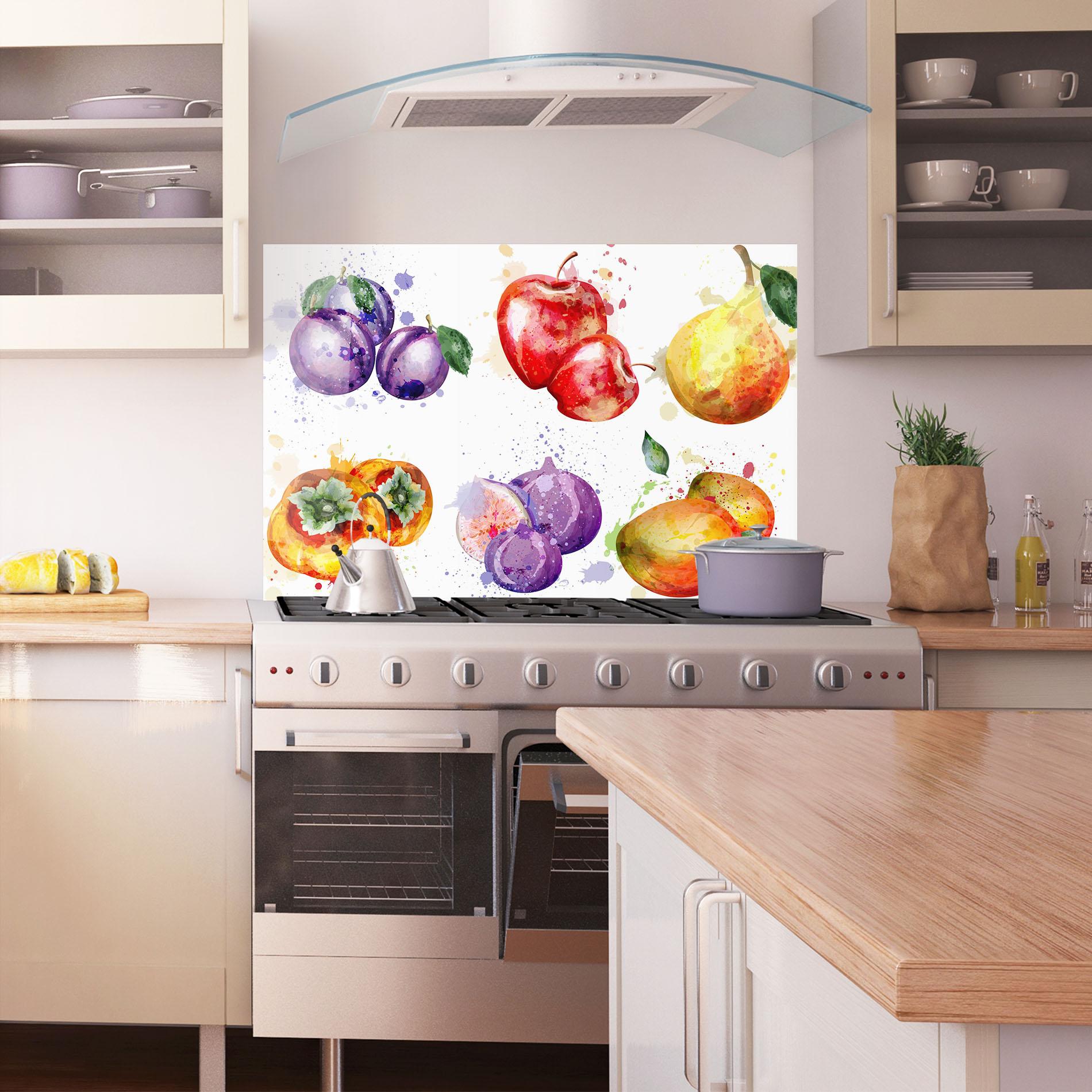 Panou Sticla Bucatarie Fruits Art mockup 1
